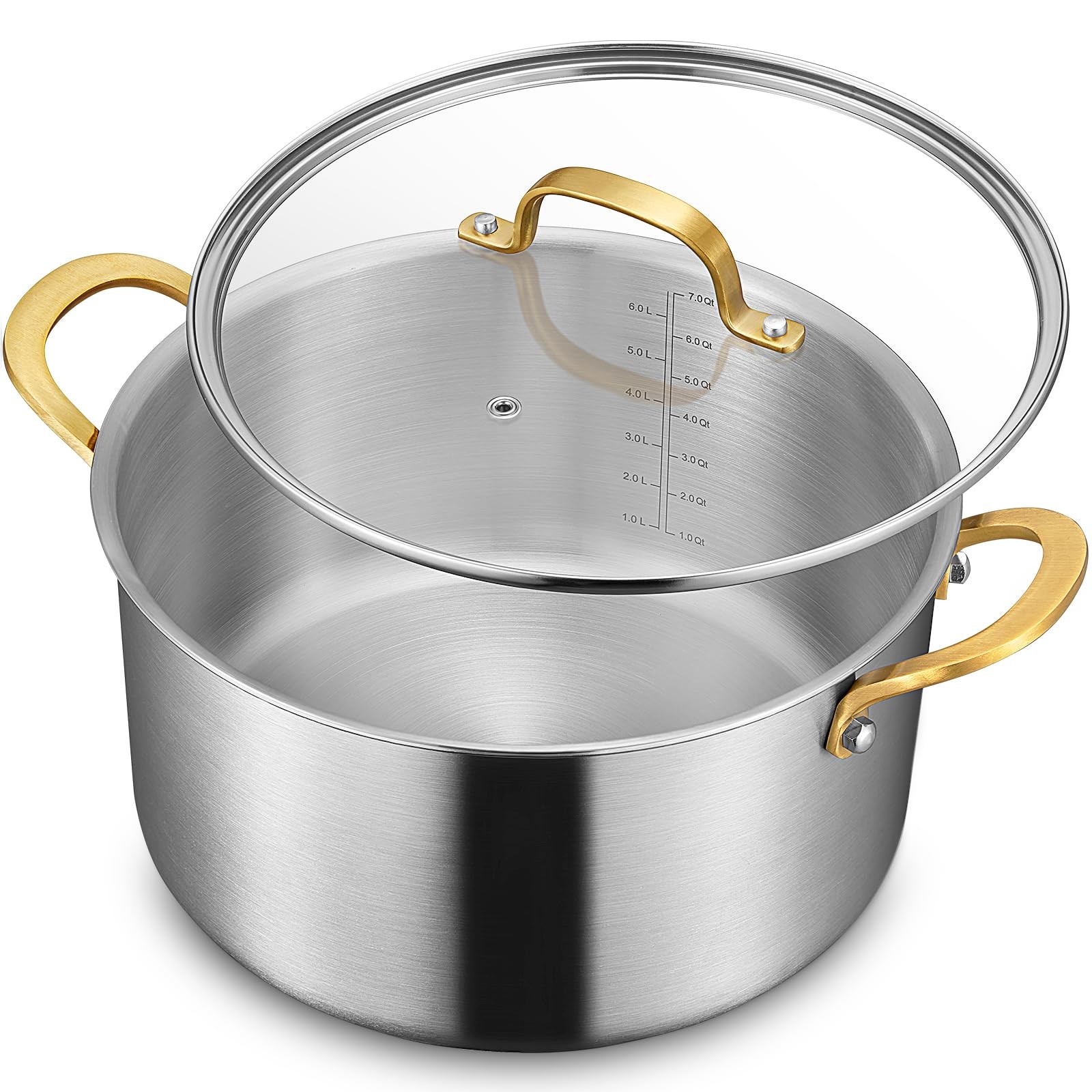 6 Quart Tri-Ply Stainless Steel Stockpot，Even Heat Distribution, Cooking Pot …