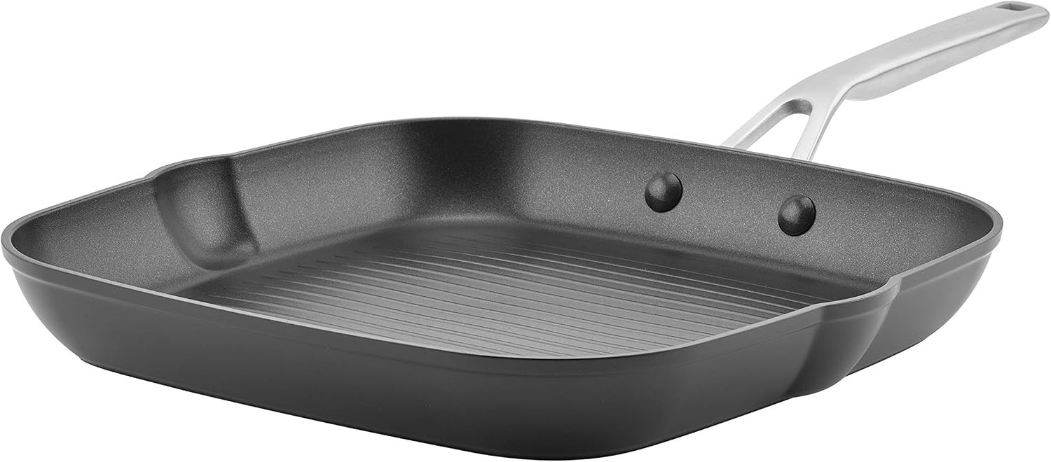 Hard Anodized Induction Nonstick Stovetop Grill Pan 11.25-Inch Square Pan Matte