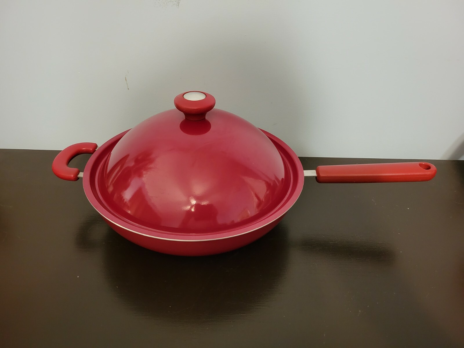 Cook’s Essentials Red Hardcoat II Porcelain Enameled Nonstick Cooking Pan w/ Lid