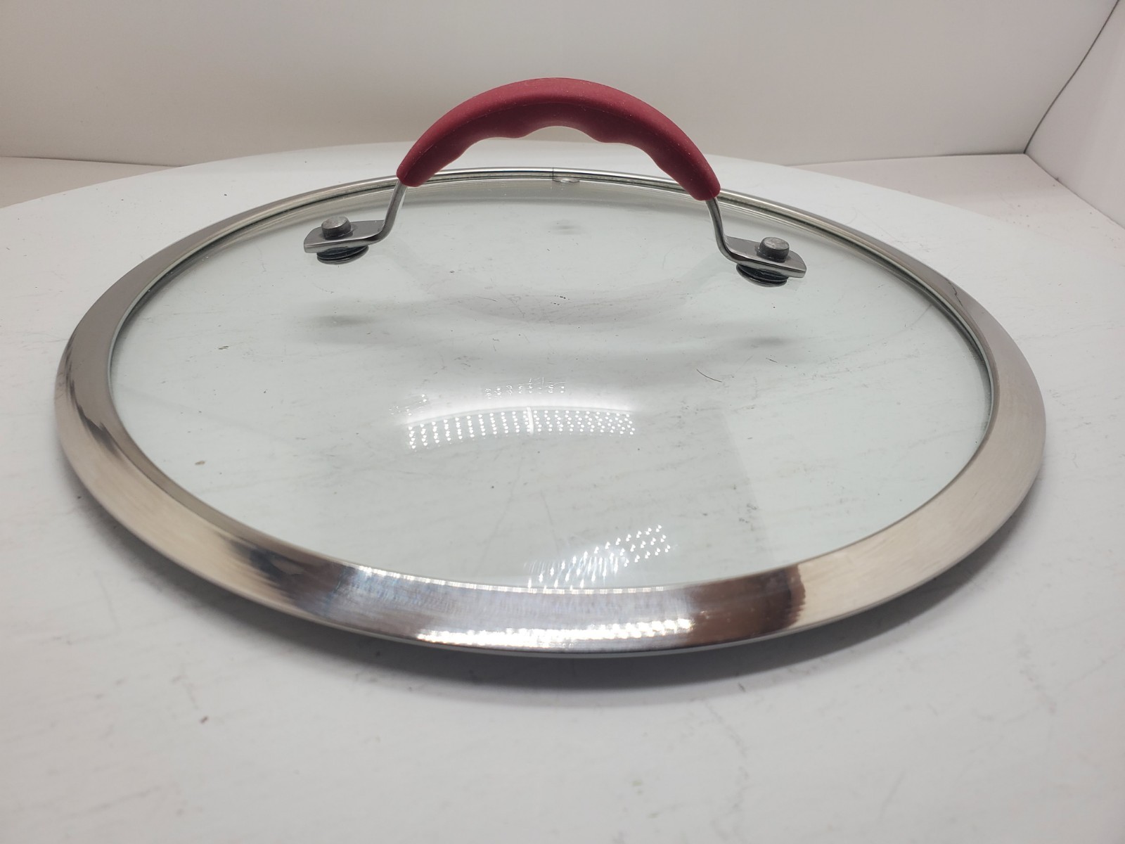 RACHEL RAY 10″ OD Replacement Glass Pot Pan LID Red Handle ~ 9.25” ID