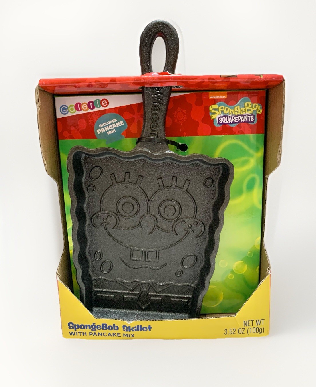 NEW SpongeBob SquarePants Cast Iron Metal Pancake Skillet/Batter Mix Gift Set