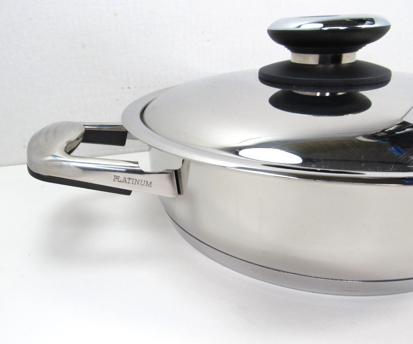 Platinum Professional Cookware Large Skillet Sauté Pan Titanium T304S + Lid