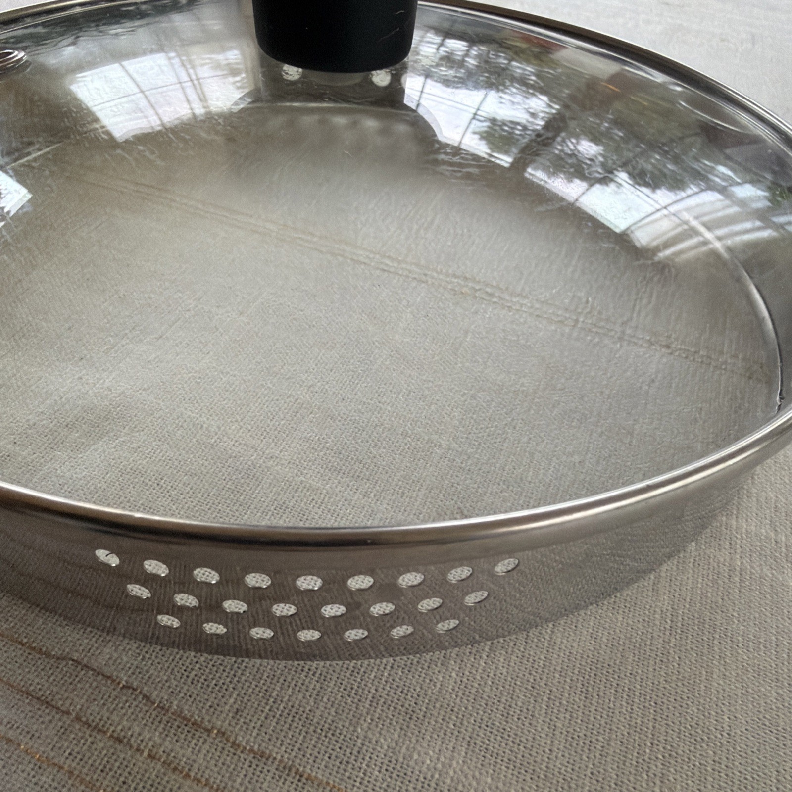 T-Fal Replacement Lid Vented Strainer Glass 8 Inch Outer Diameter, 7 5/8 Inner
