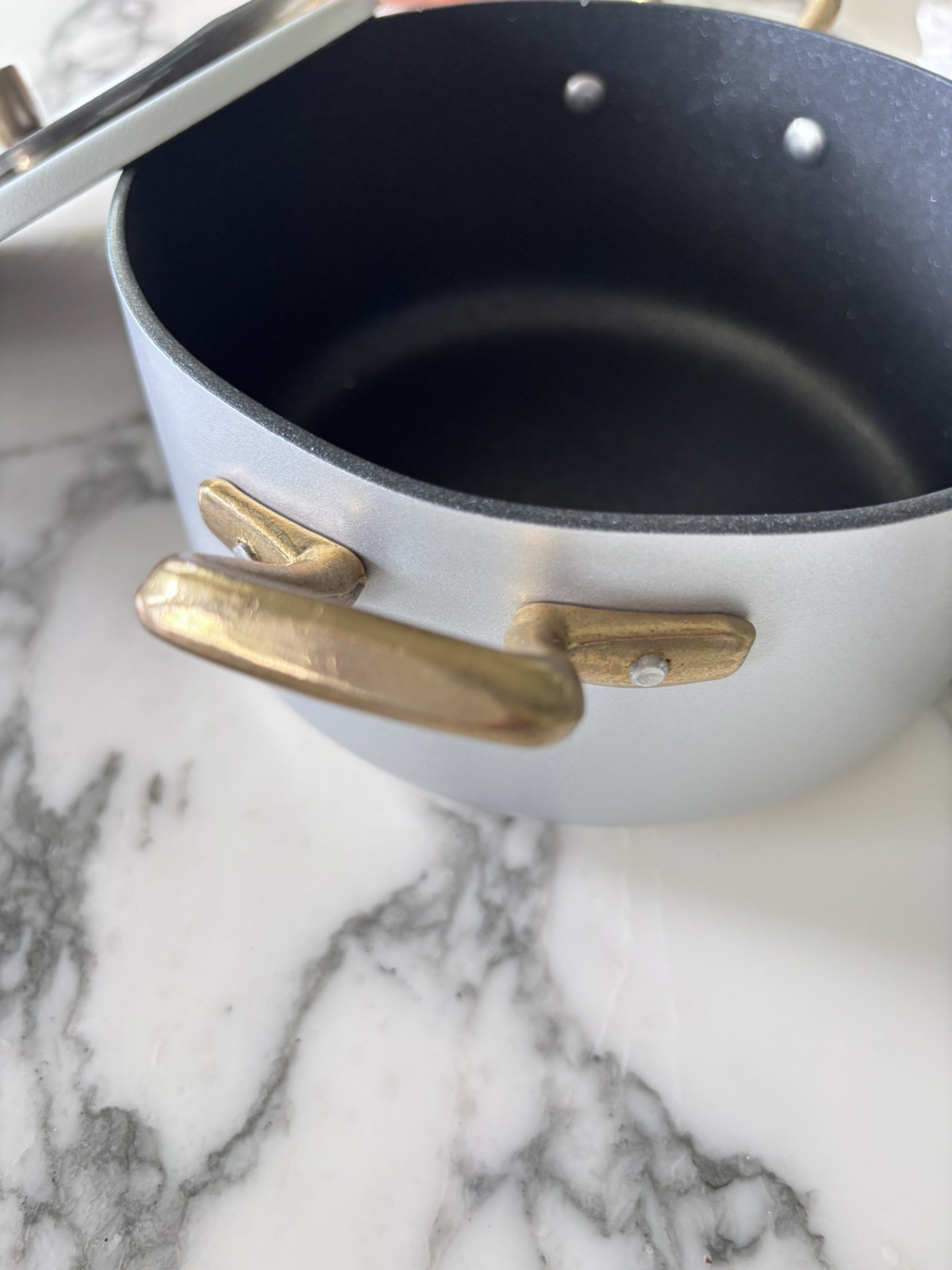Salutella Mini Chef Stock Pot Black /Gold 6.5″ 16Cm Wide Pan w/Lid -ITALY New