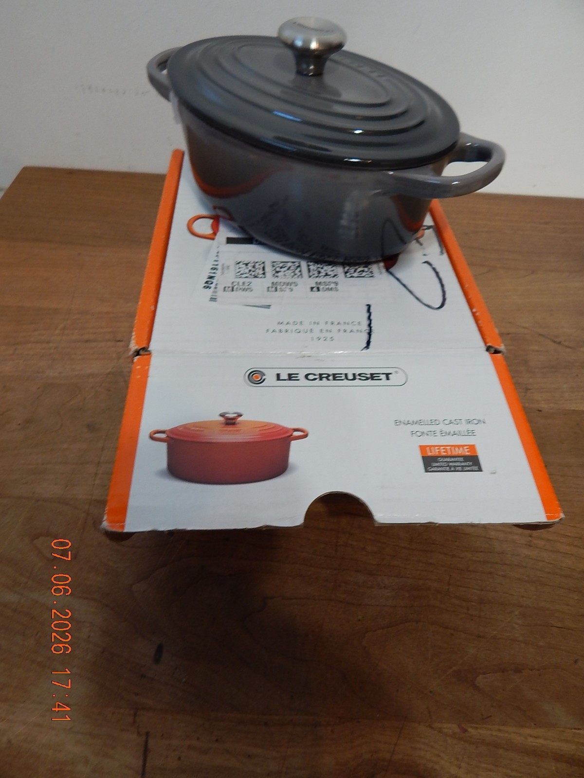 Le Creuset Signature Cocotte Oval 17cm 1qt FLINT OYSTERCast Iron Enameled NIB