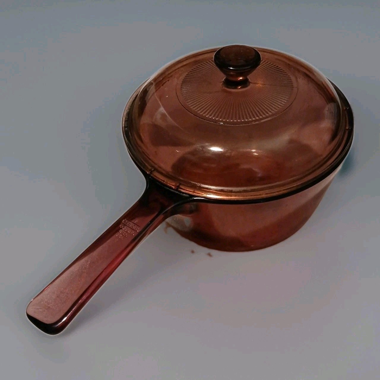 [HOME] Vision Corning Ware Cranberry Glass 1.5 L Sauce Pan Pot Pyrex Lid