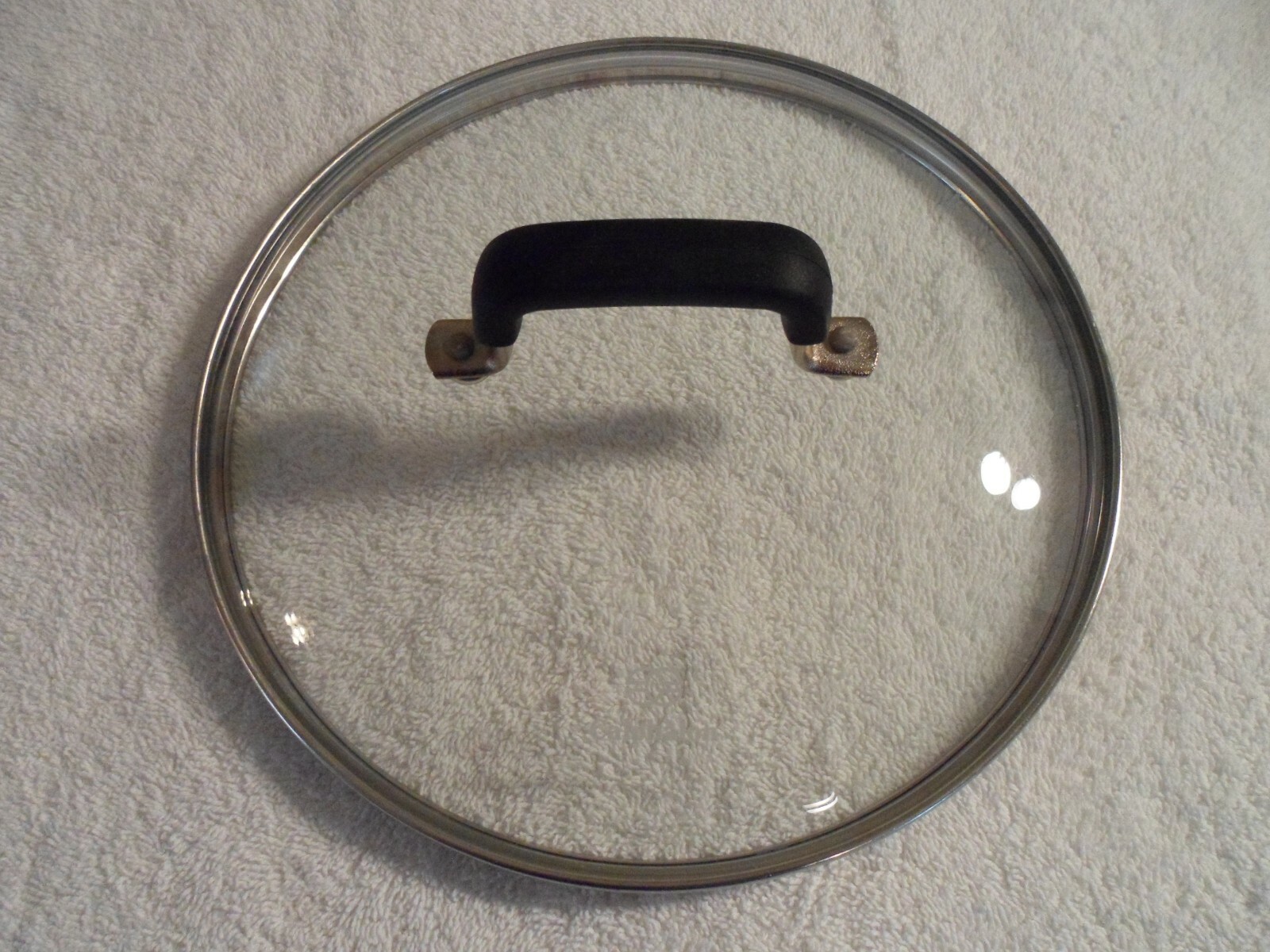Calphalon 10″ Clear Glass Replacement Lid Black Rubber Stay Cool Handle EUC