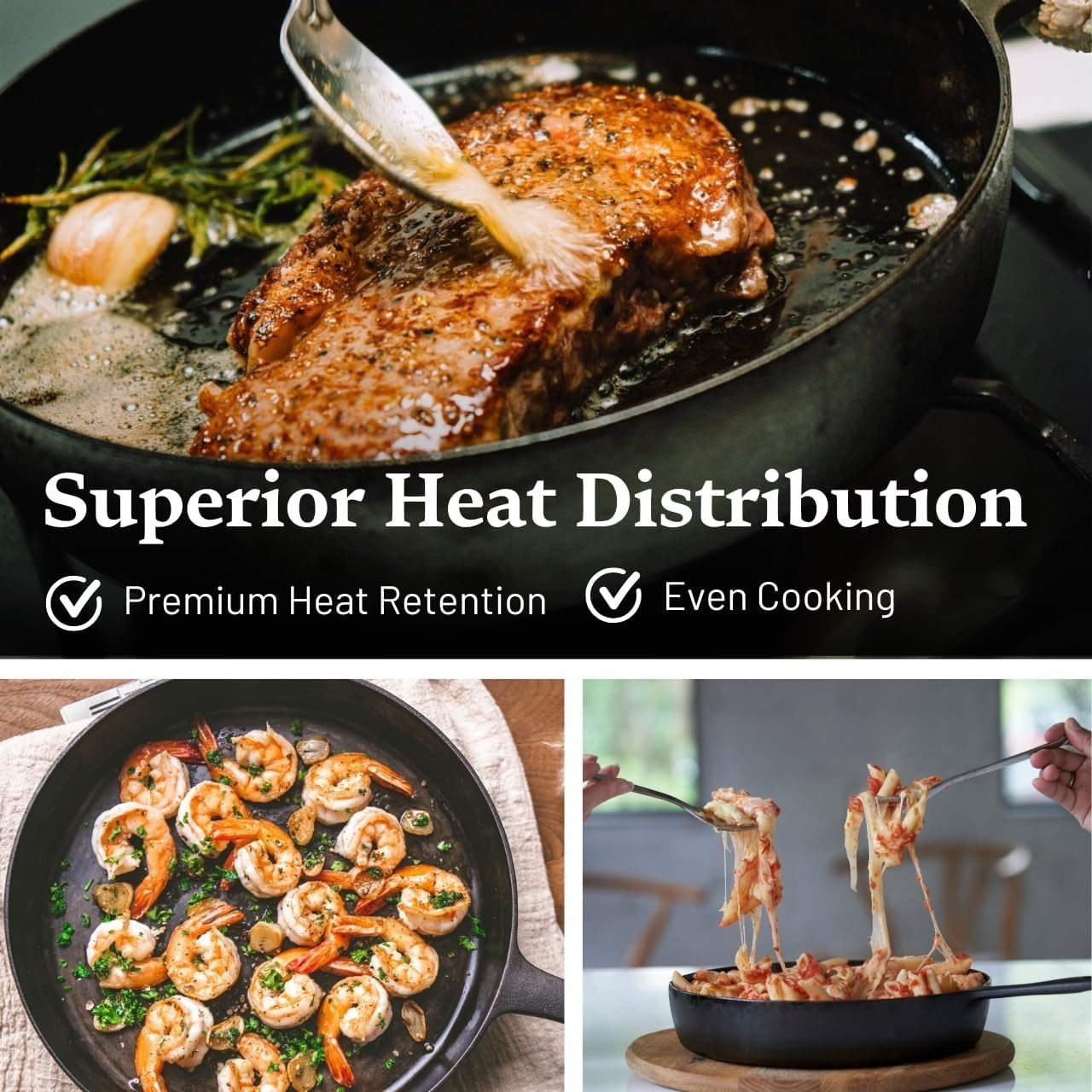 Pre-Seasoned Cast Iron Frying Pan – 10 Inch Non-Stick for All Stovetops