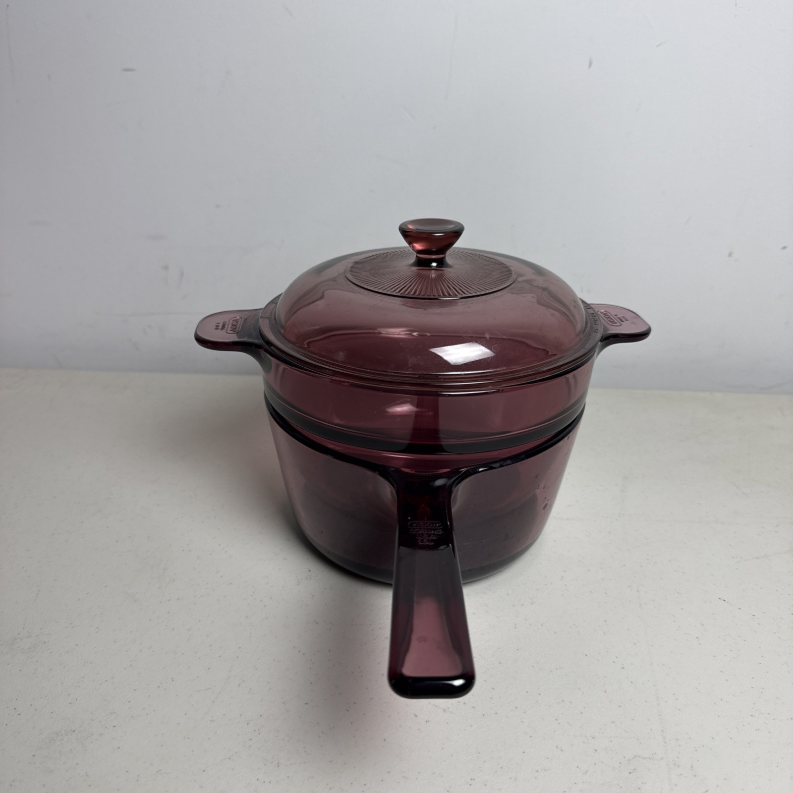 Vintage Pyrex Visions Cranberry Corning Corelle 1.5L Double Boiler w Insert Lid