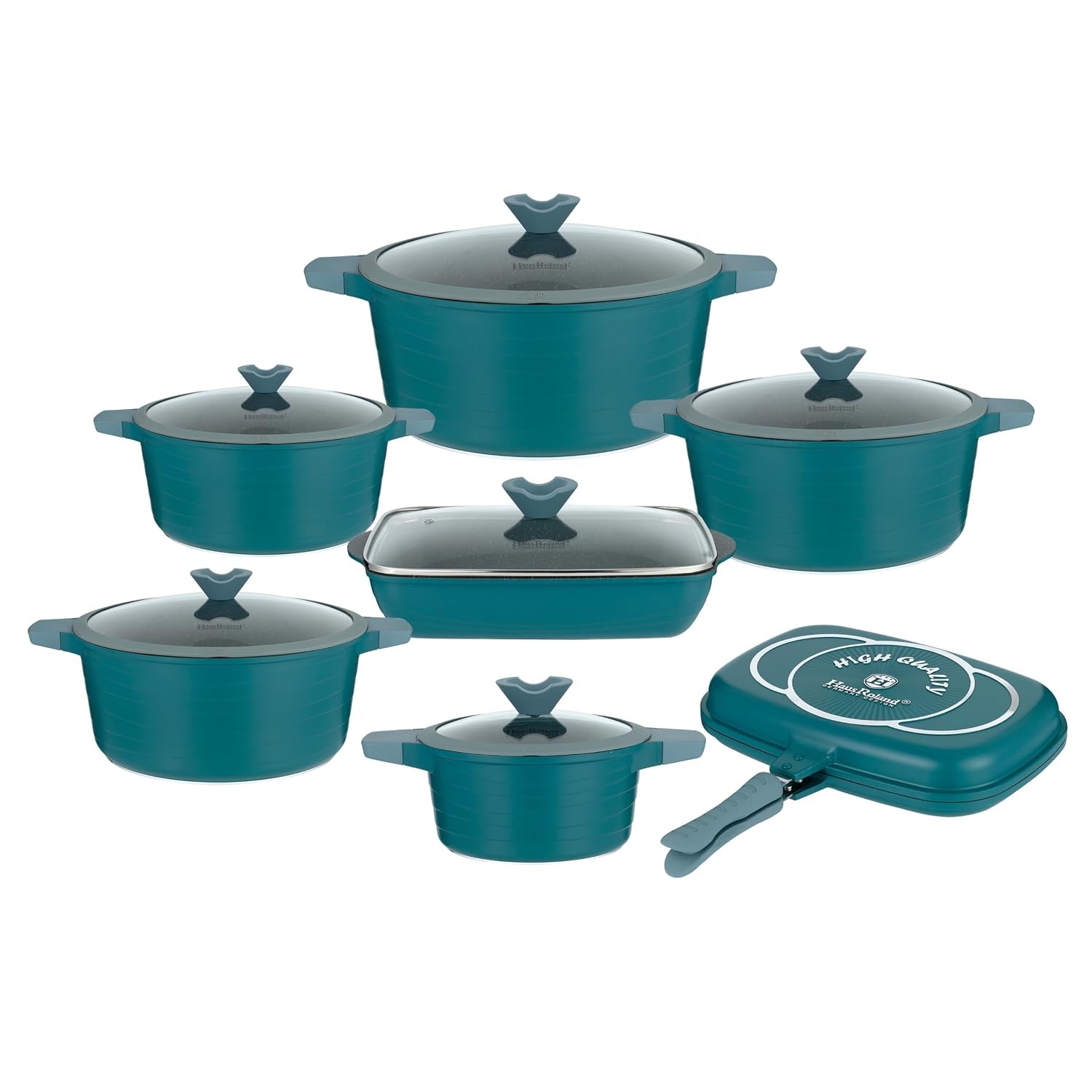Lorren Home Trends 14 Piece Non Stick Die Cast Aluminum Induction Cookware Set