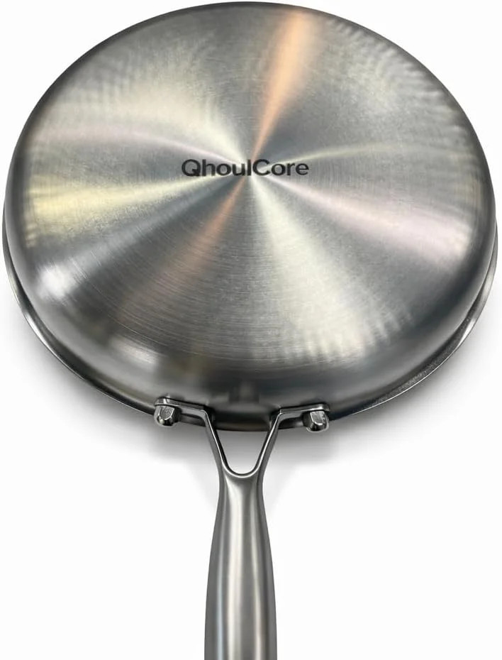 Titanium Frying Pan with Lid, 26cm Professional Stainless Steel Skillet, Nonstic