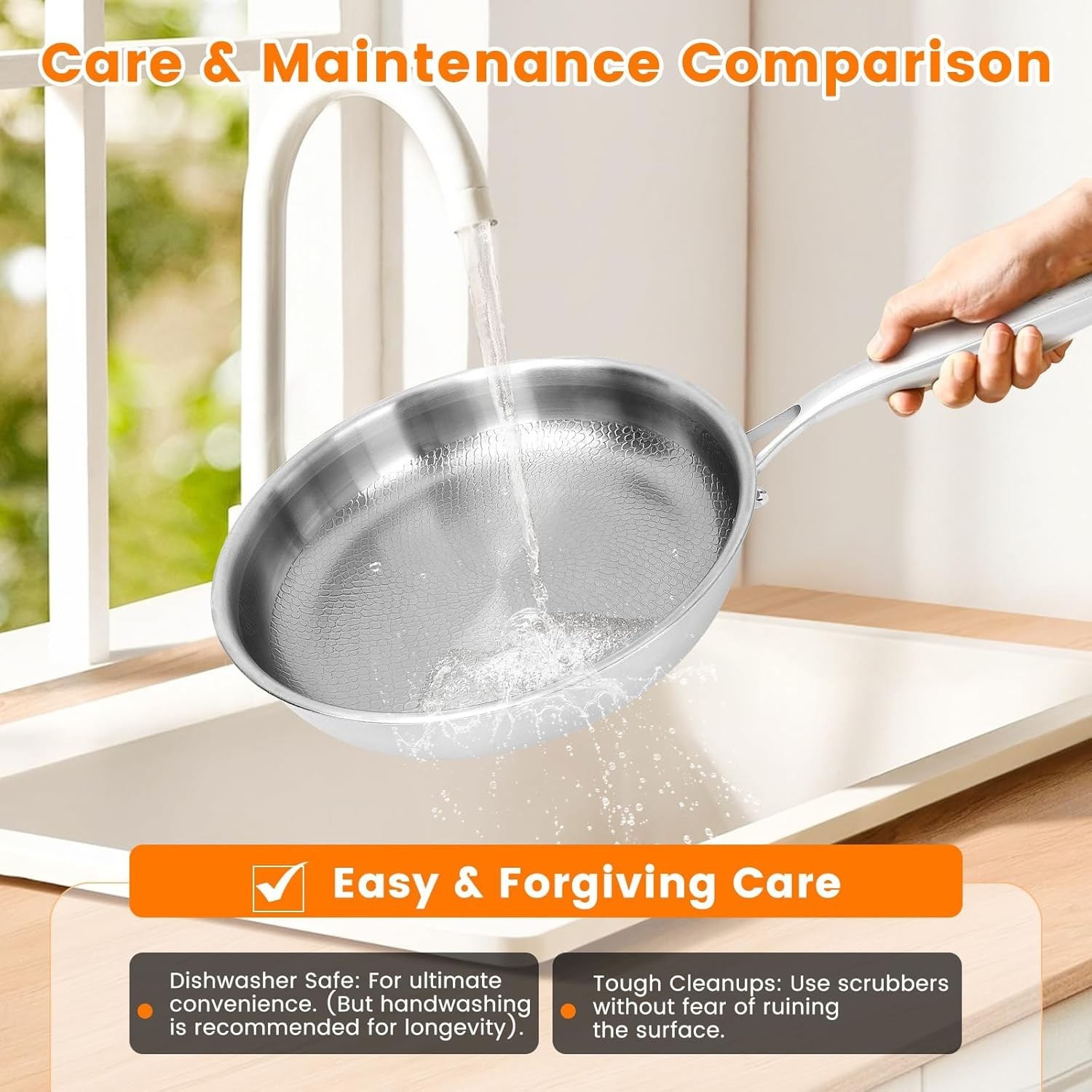 Hammered Texture Titanium Frying Pan with Glass Lid for Gas Electric Induction