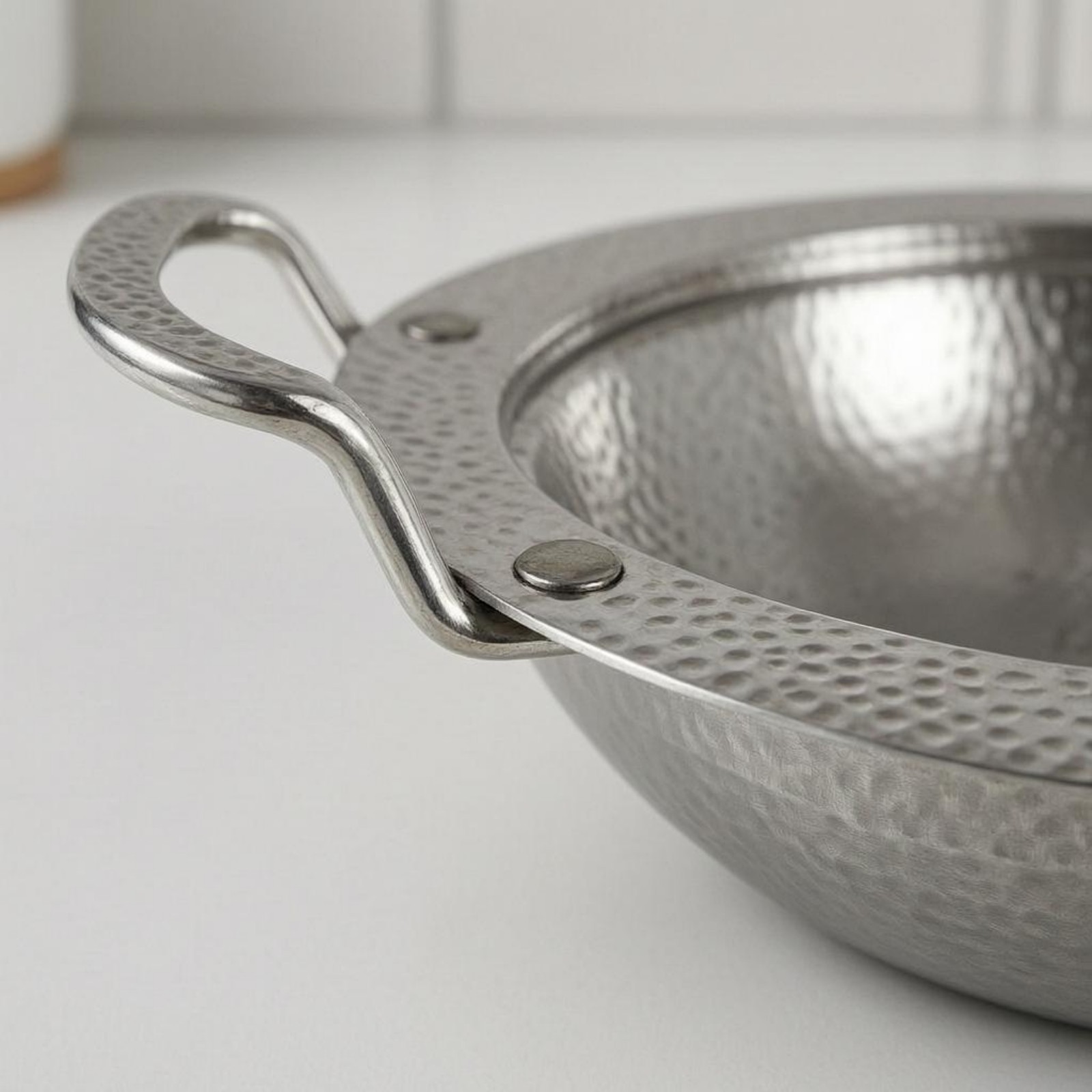 Round Stainless Steel Serving Pan Side Handles Cookware Silver Finish