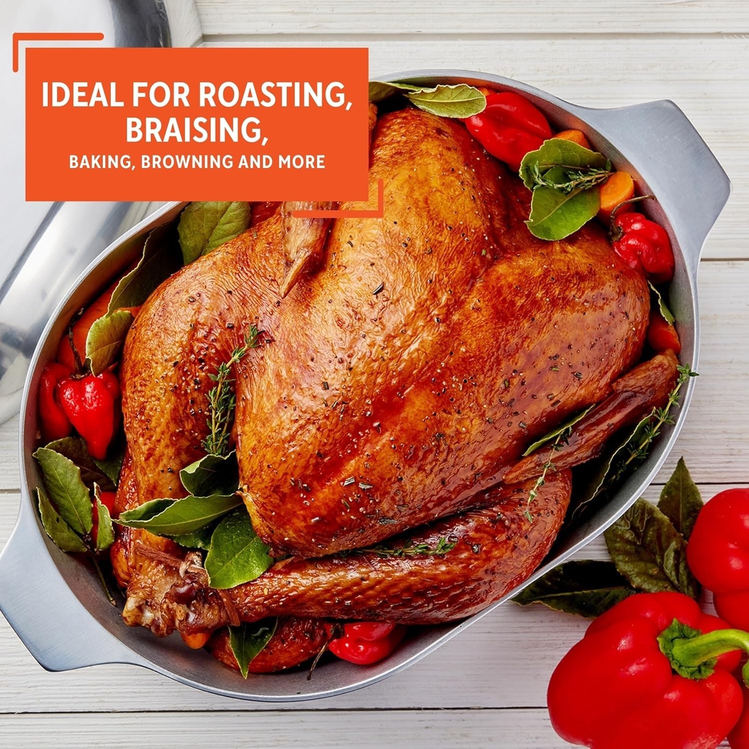 11in H. Cajun Cast Aluminum Oval Roaster with Lid