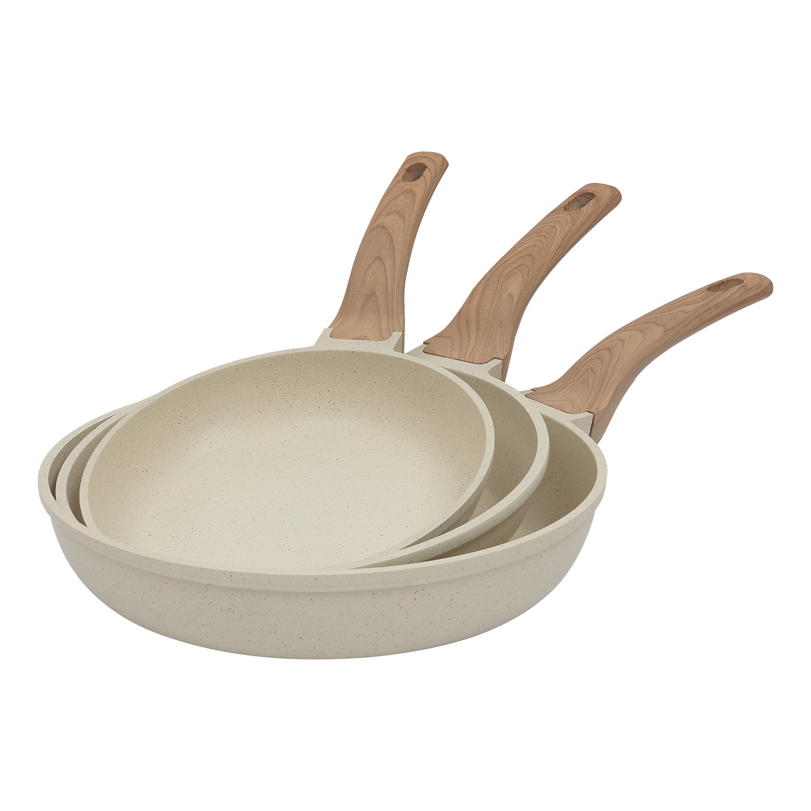 3-piece Frying Pan Set Healthy Dishwasher Safe Cookware Pan For Family Meals