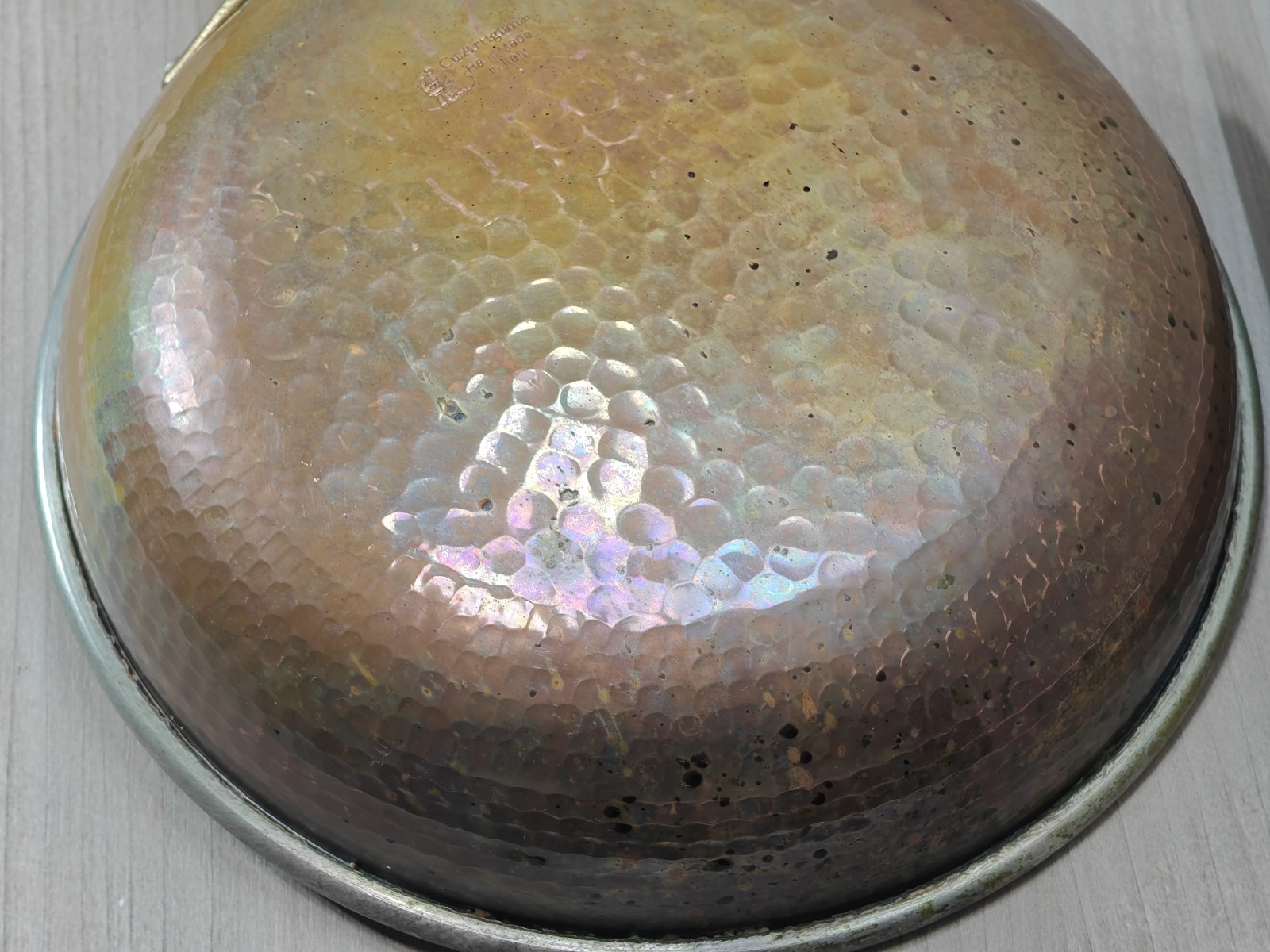 CU ARTIGIANA Hammered Copper 11.5″ IN SAUCIER Pan W/ Tin Lining Made In Italy