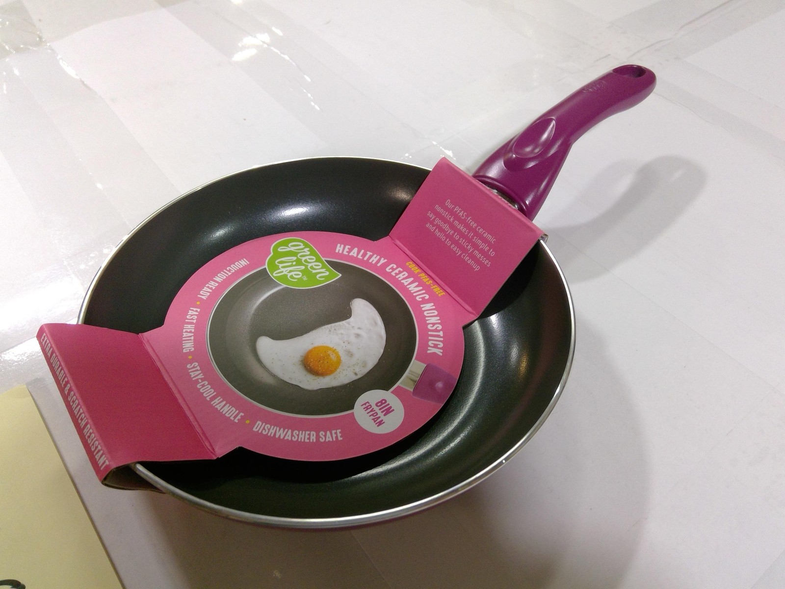 GreenLife Frying Pan 8 In Ceramic Nonstick Pink Induction Ready Dishwasher Safe