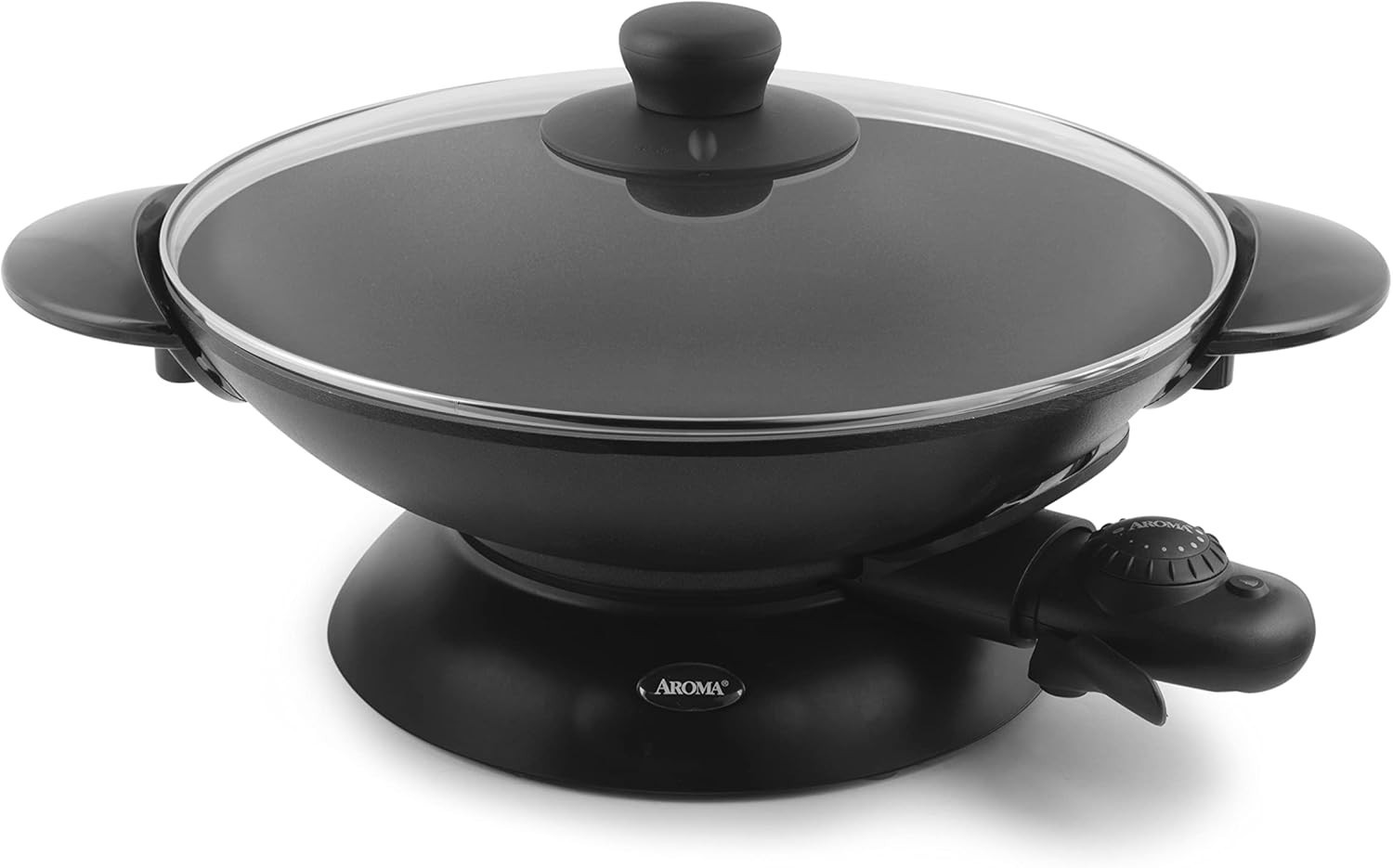 Aroma Housewares AEW-306 Electric Wok with Tempered Glass Lid Easy Clean Nonstic