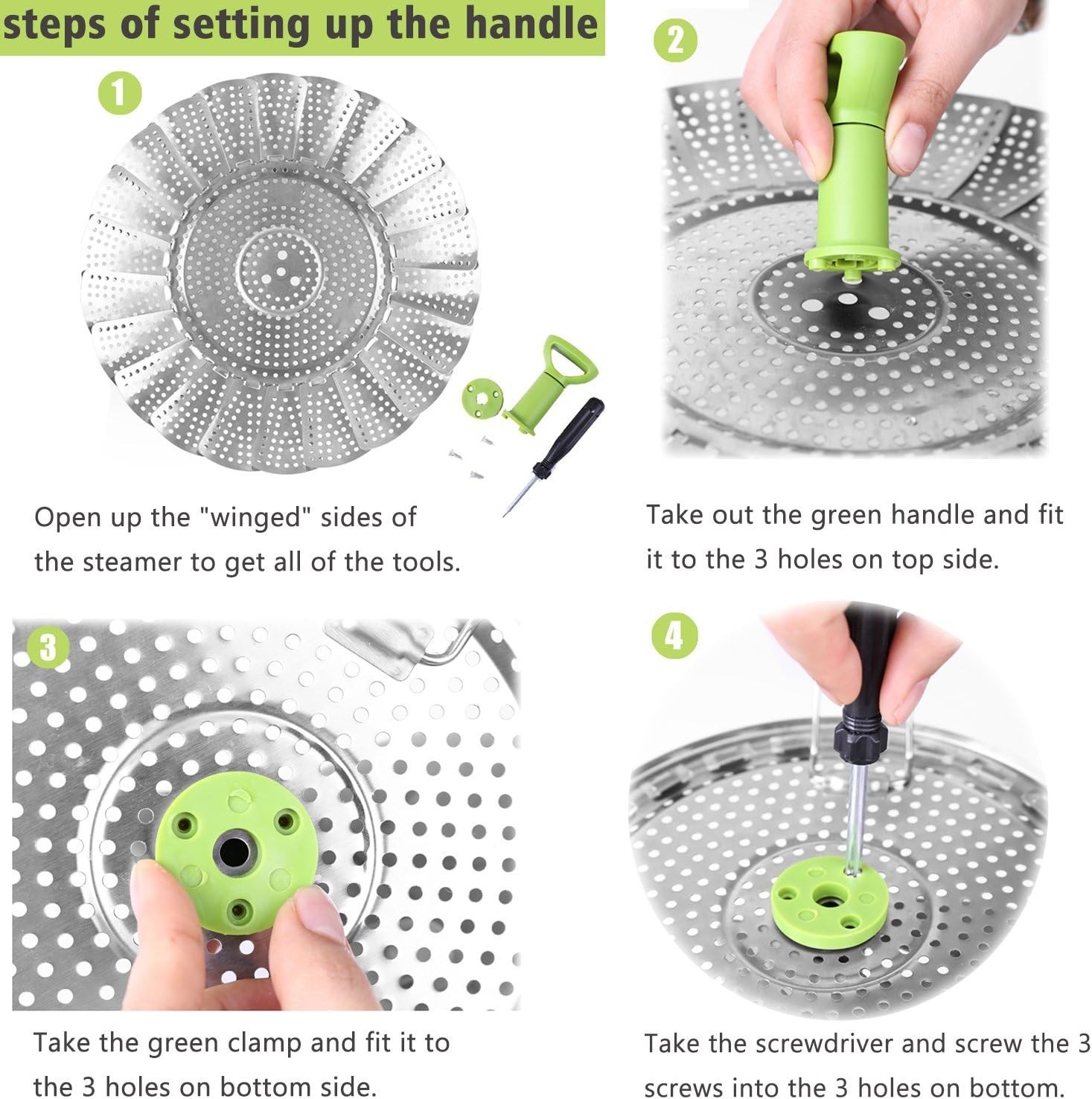 Stainless Steel Vegetable Steamer Basket, Expandable 6.4″ to 10″ for Healthy …