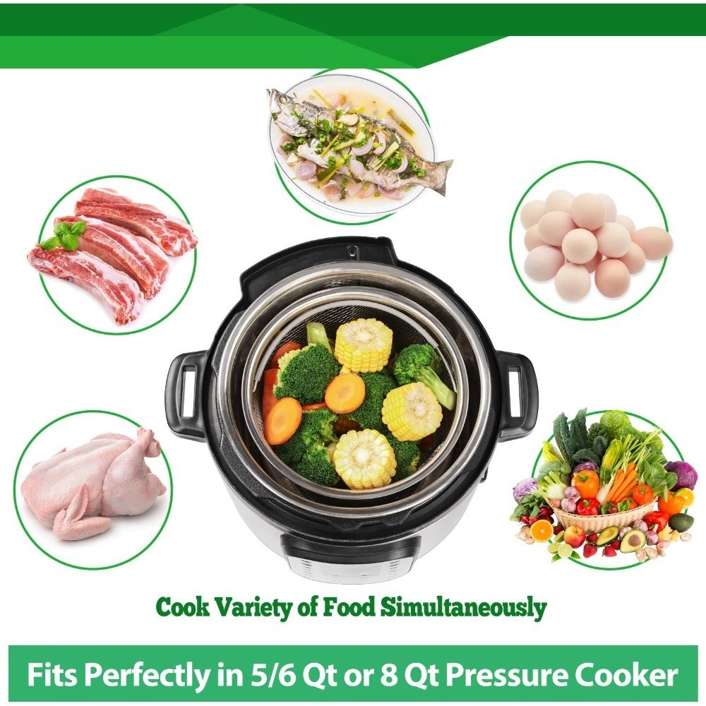2-Tier Stackable Steamer Basket Insert for Instant Pot 6 qt & 8 qt, Stainless