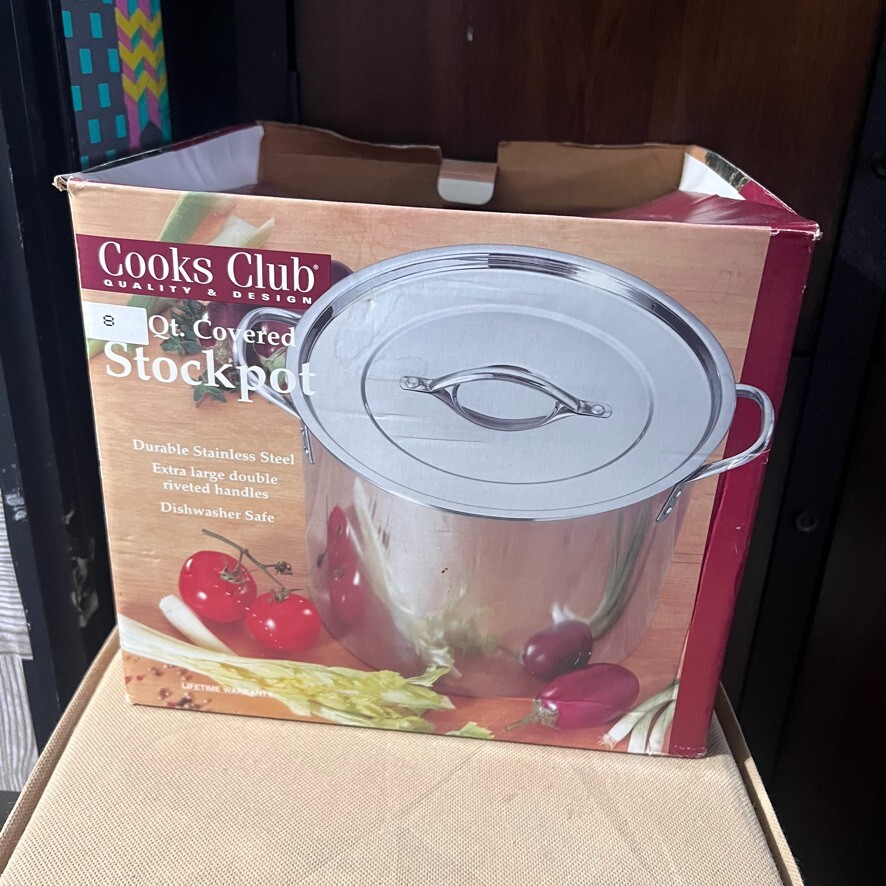 Cooks Club 8 Qt. Covered Stockpot Stainless Steel NEW