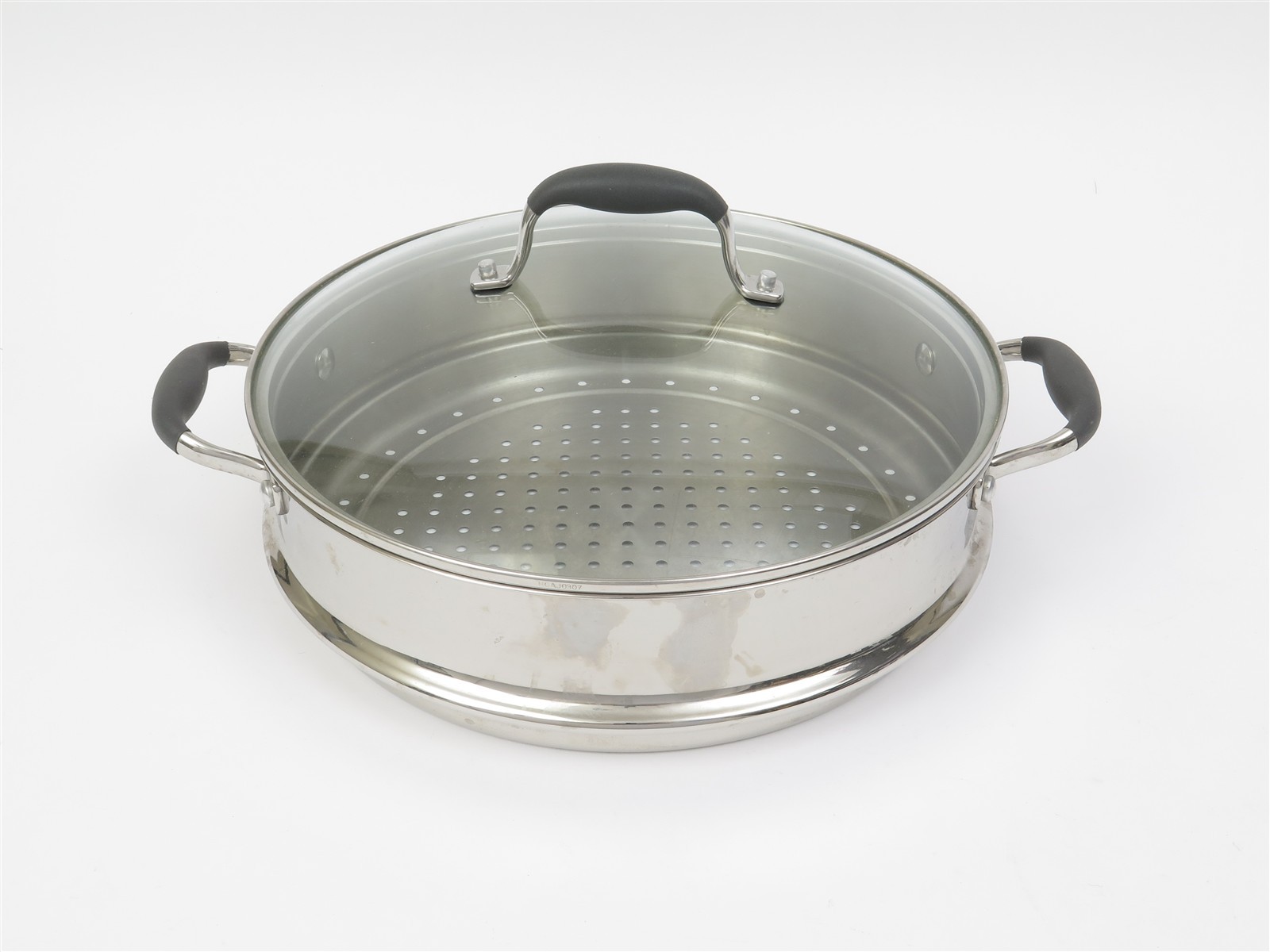 Stainless Steel Steamer Strainer Pot Insert 13″D x 3.5″ H Lid and Two Handles