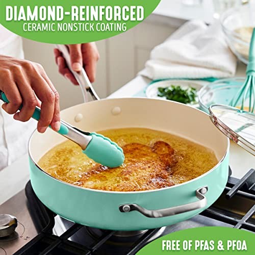 Artisan 5QT Turquoise Induction Saute Pan Jumbo Cooker – 5QT Artisan Ceramic