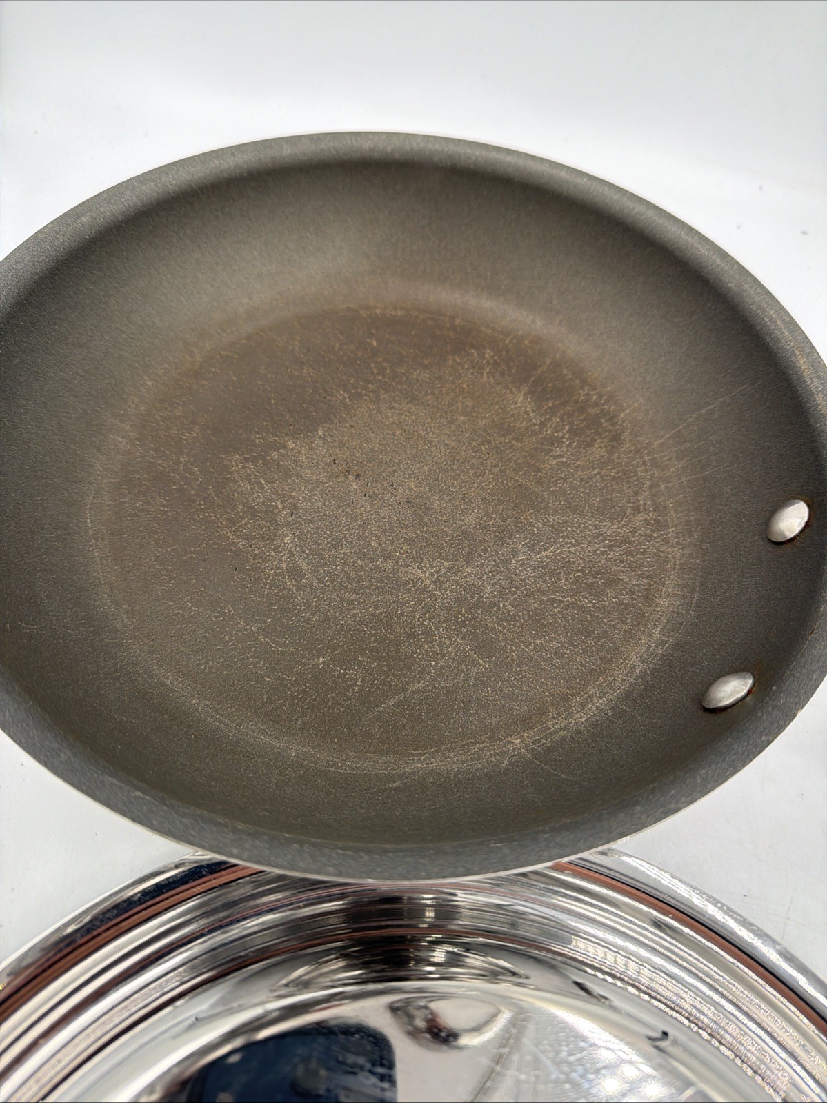 Rare All-Clad Stainless Steel 10” D5 Saute Pan Skillet with Poached Egg Insert