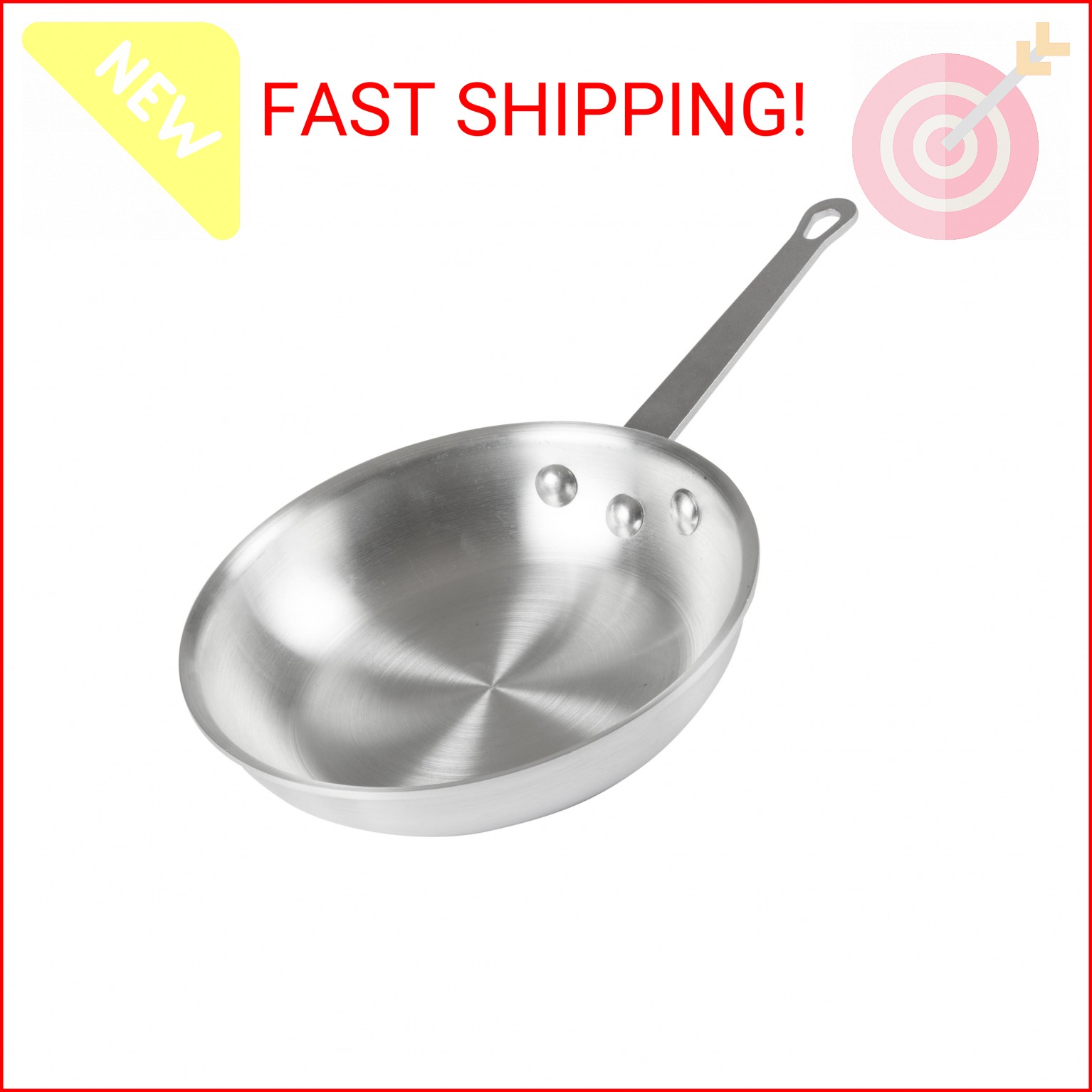 Winco Commercial-Grade Aluminium Fry Pan/Skillet, Natural Finish, 8″