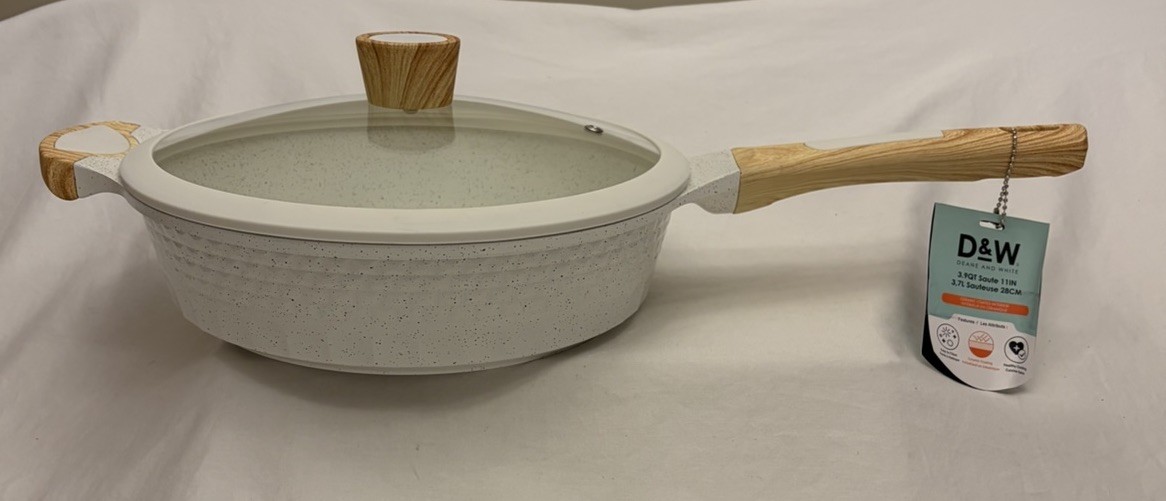 D&W Deane & White 3.9qt Sauté 11” Non-Stick Skillet W/Lid Shiny White NWT