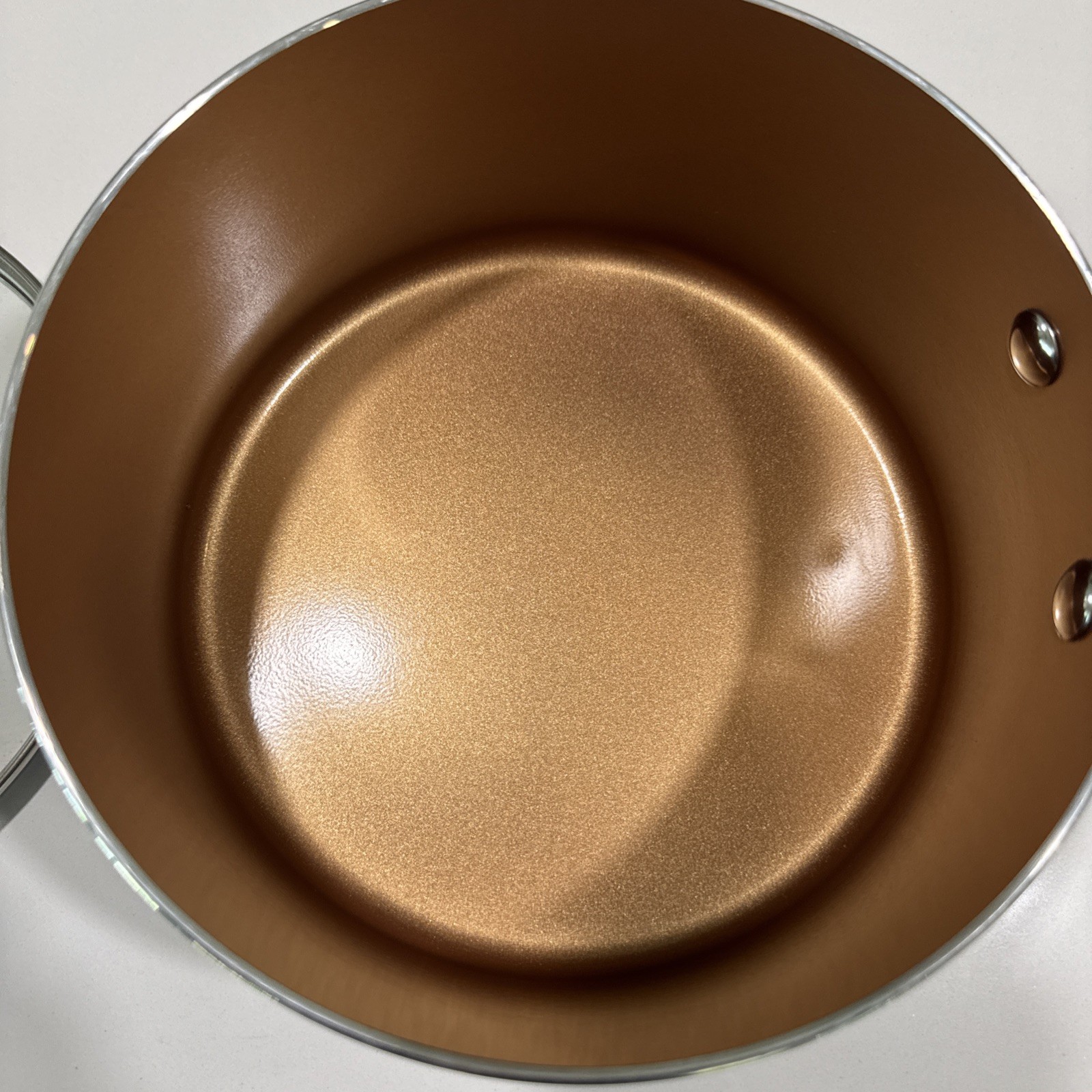 Gotham Steel Copper 2.5 Quart Sauce Pan Cooking Pot With Vented Glass Lid 2011C