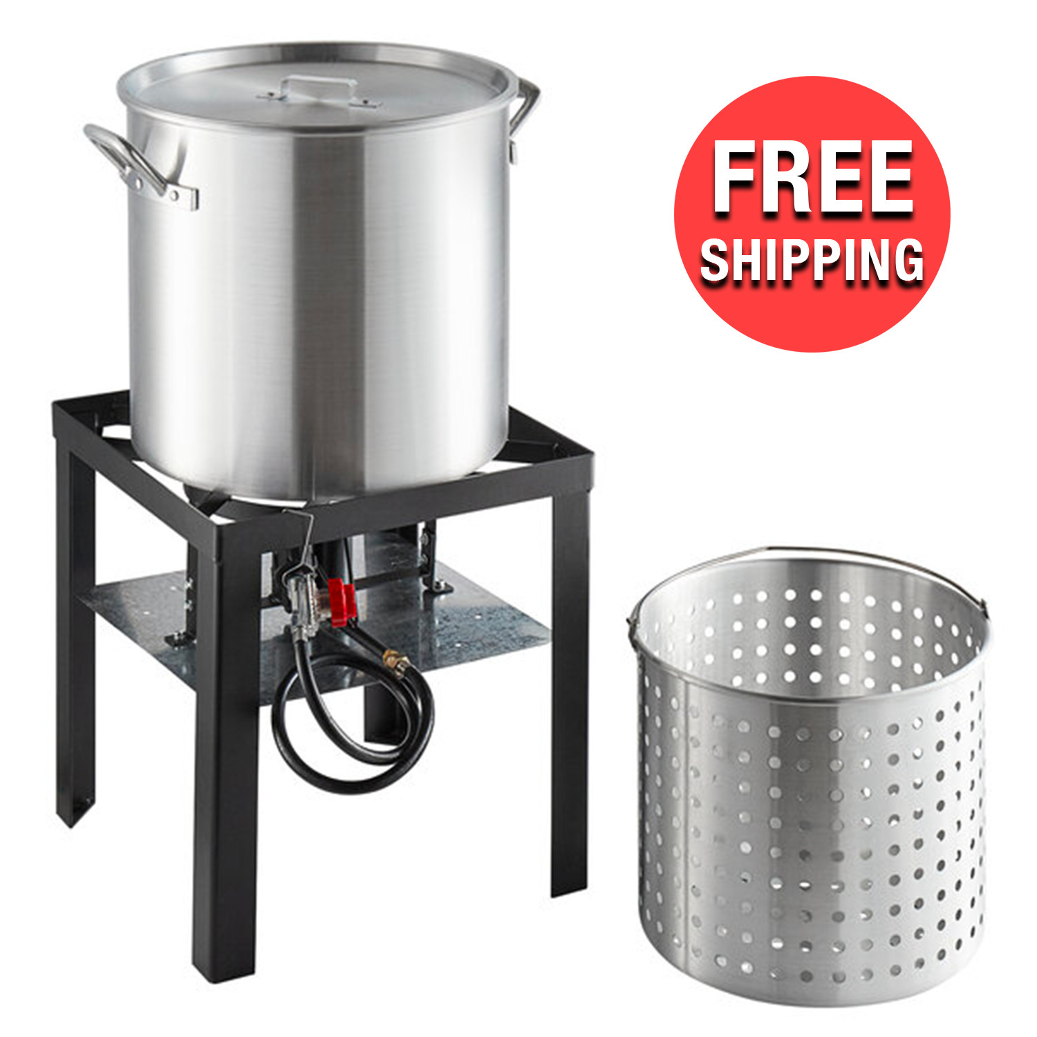 Backyard Pro 60 Qt. Large Aluminum Outdoor Cooking Seafood Boiler Steamer Kit