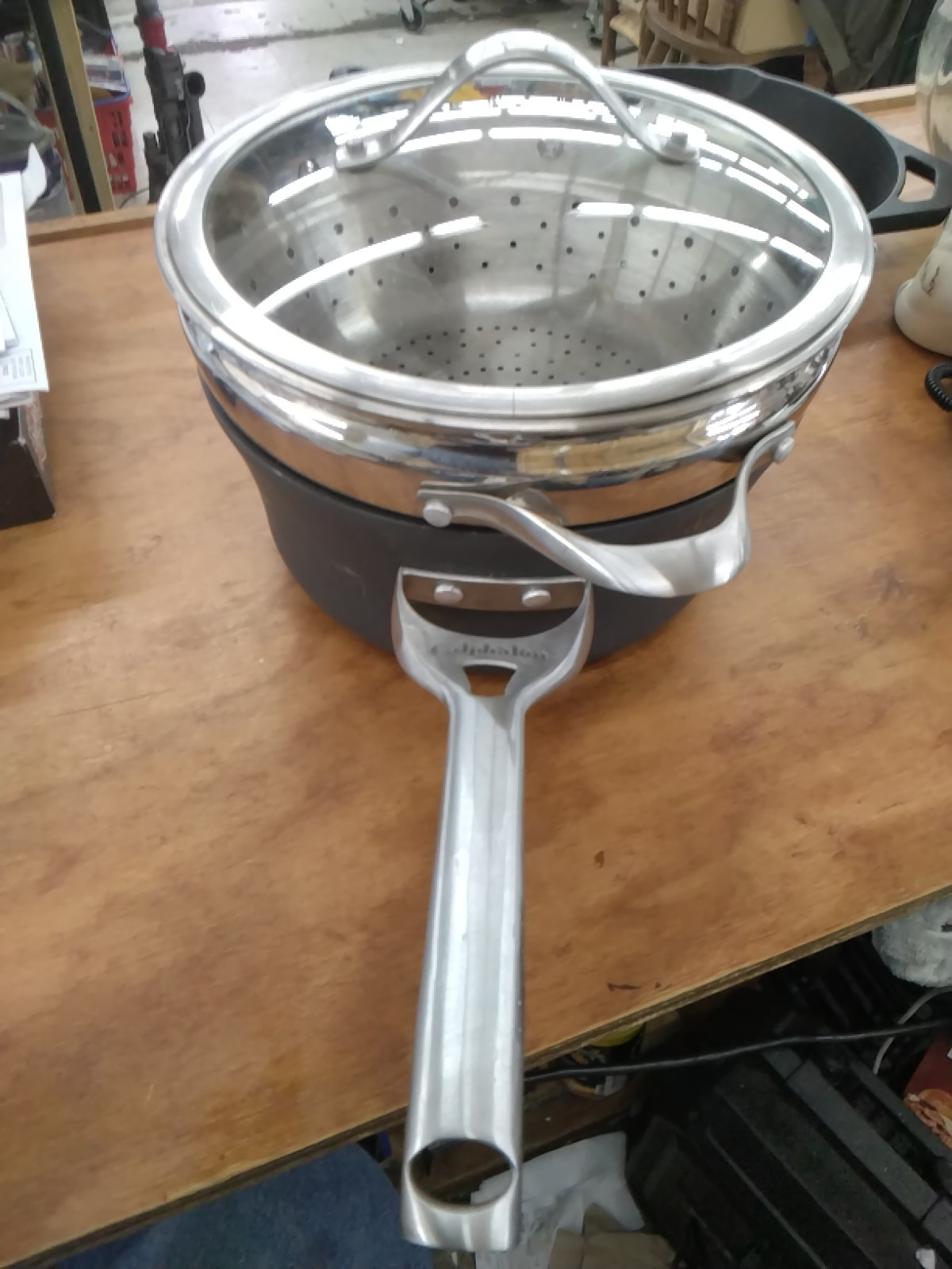 Calphalon Nonstick 4 1/2 qt. Saucepan/ strainer and Lid Bonus 10” Frypan
