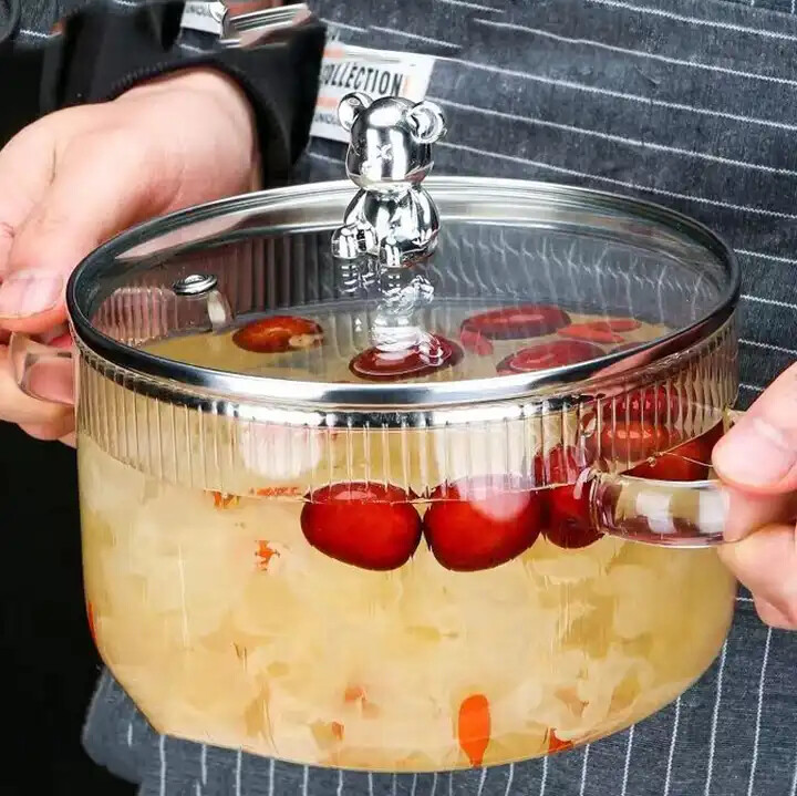 Heat Resistant Soup Pot High Borosilicate Cooking Glass Pot Great For Gift