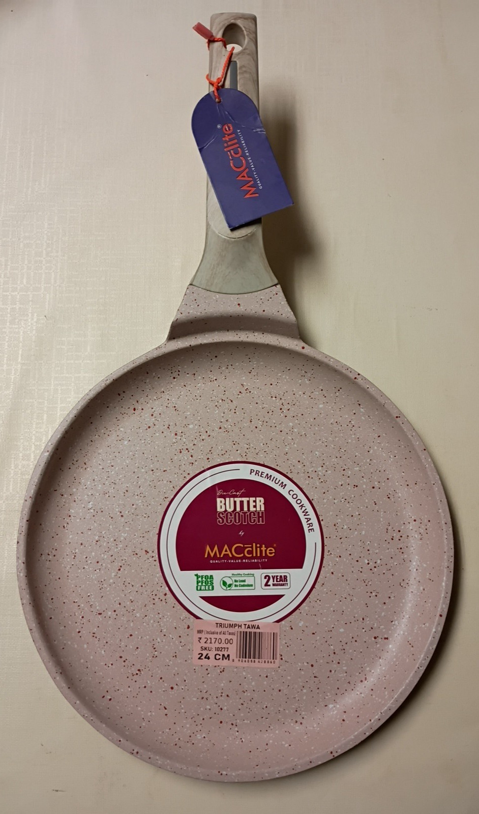 MACclite Butter Scotch Die Cast Non Stick Triumph Tawa, Induction Base 24cm