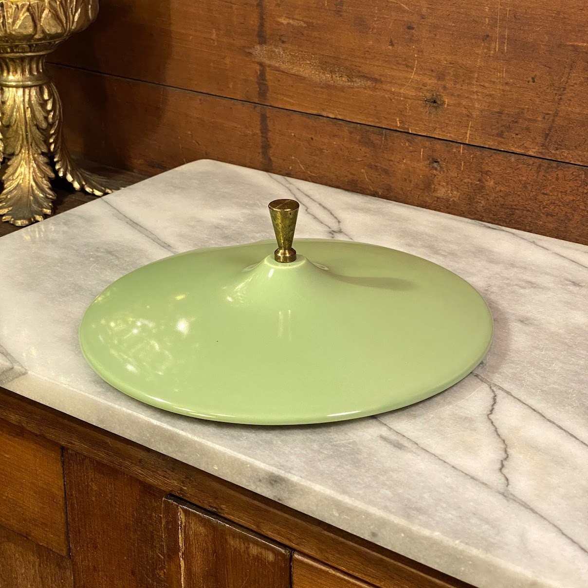 Vintage Salem Mint Green Ceramic Lid w/ Metal Handle Replacement