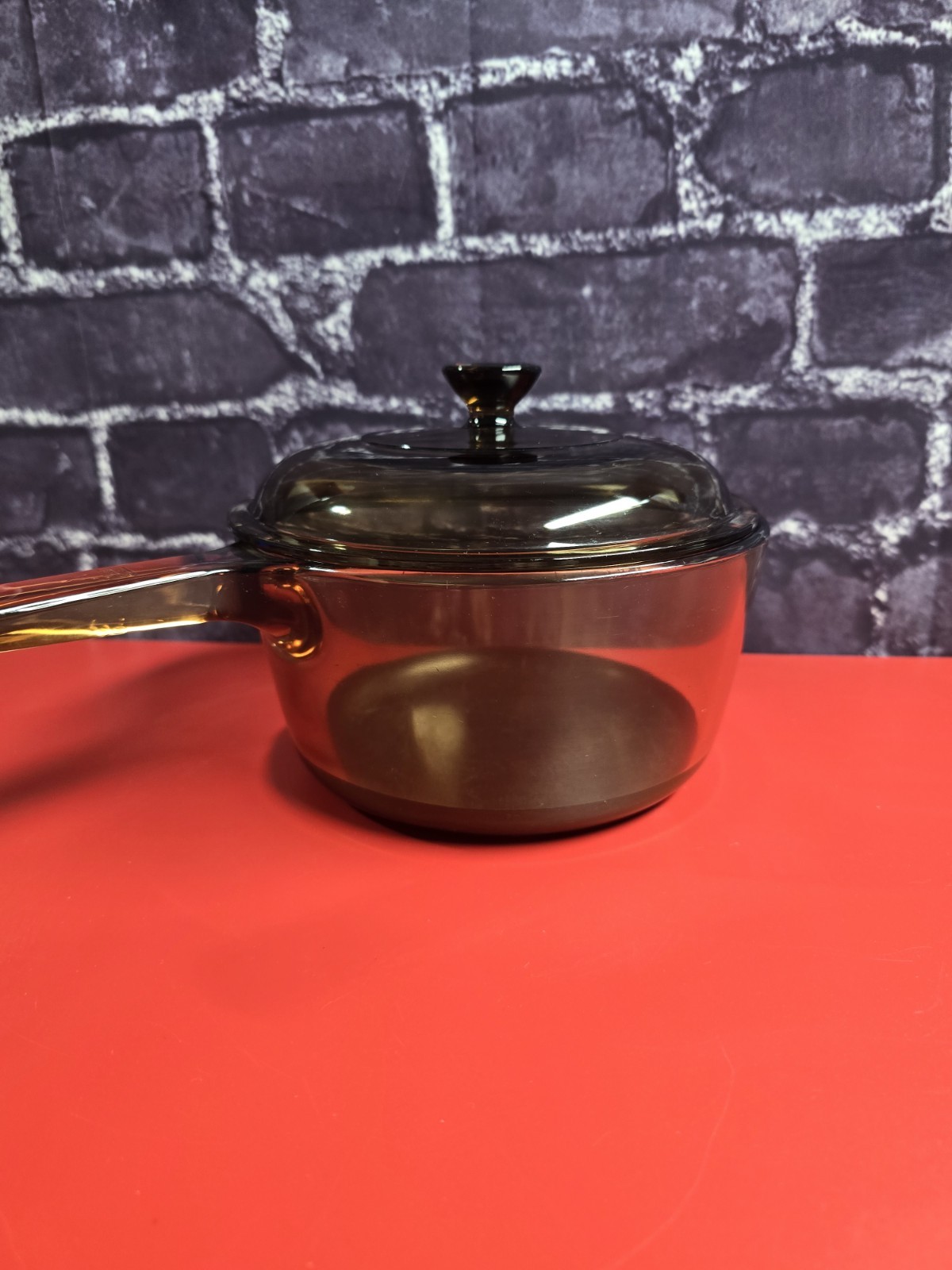 Corning Ware Visions 1.5L Amber Pan Pot with Lid USA Non Stick Vintage