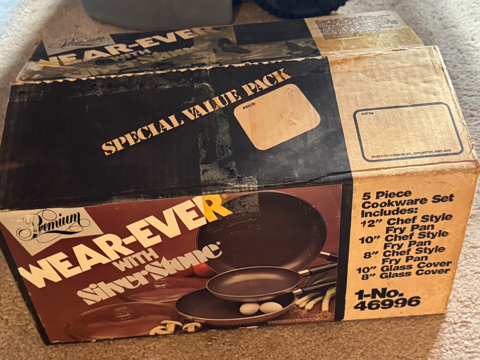 VTG Wear-Ever Silver Stone 5 PC Chef Style Fry Pans COOKWARE SET USA NIB NOS