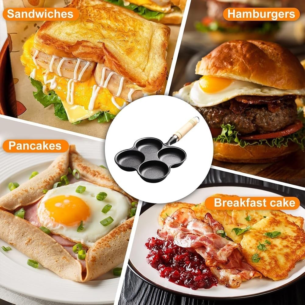 4 Cup Eggs Pan Diameter 8cm Depth 2.2cm Cast Iron Fried Egg Pan Pancake Pan
