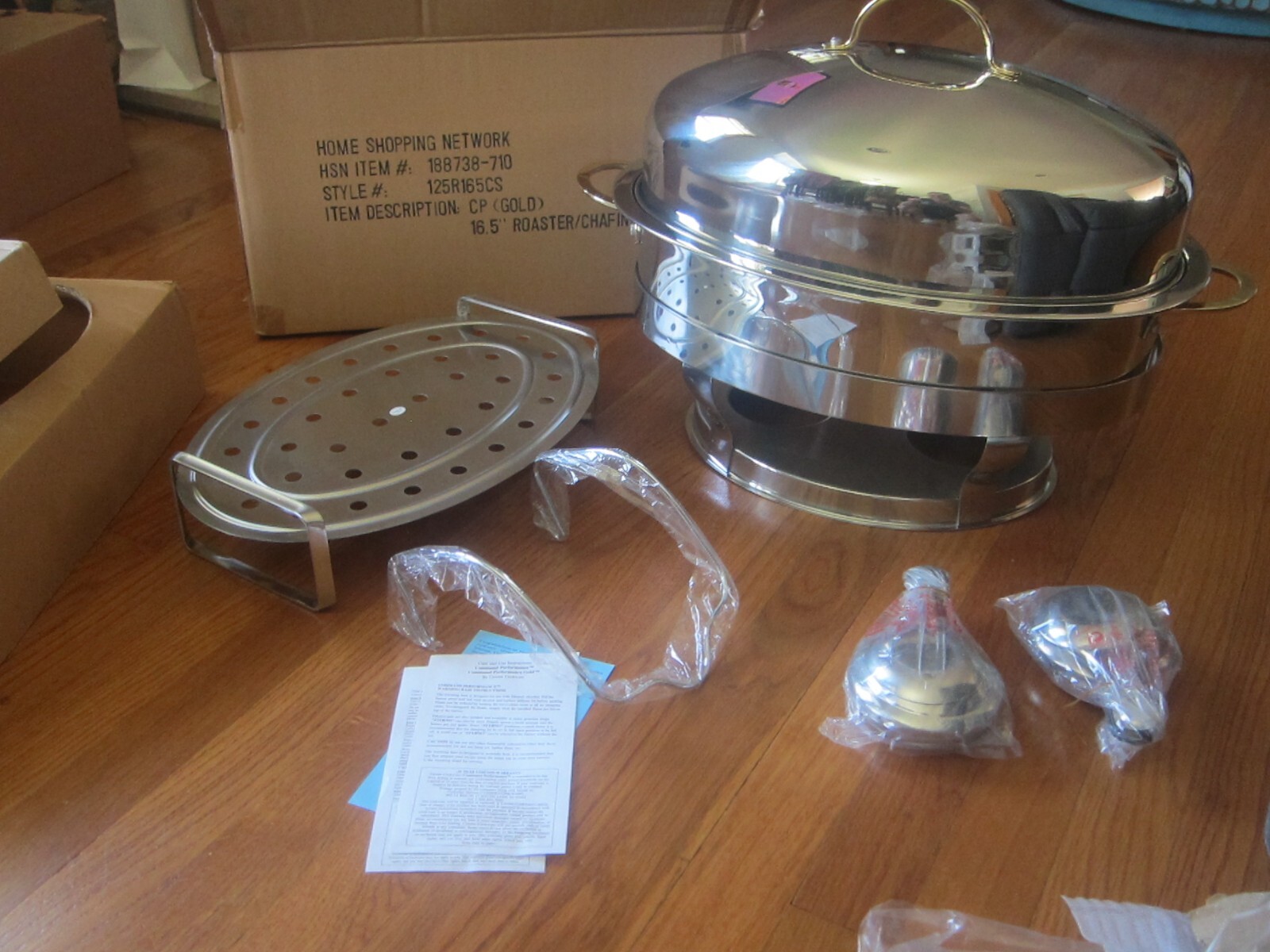 CUISINE COOKWARE COMMAND PERFORMANCE GOLD OVAL ROASTER/CHAFING PAN SET 16.5”