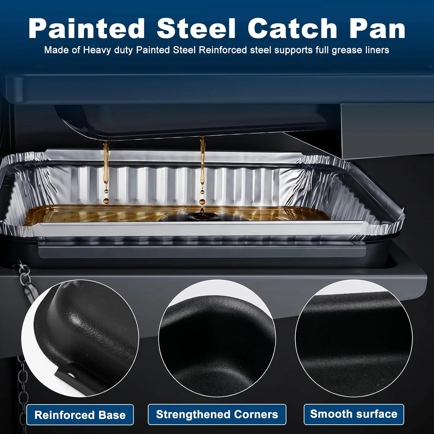 QuliMetal 93305 Catch Pan with 20 Pack 6415 Drip Pans for Weber Genesis II 3 Bur