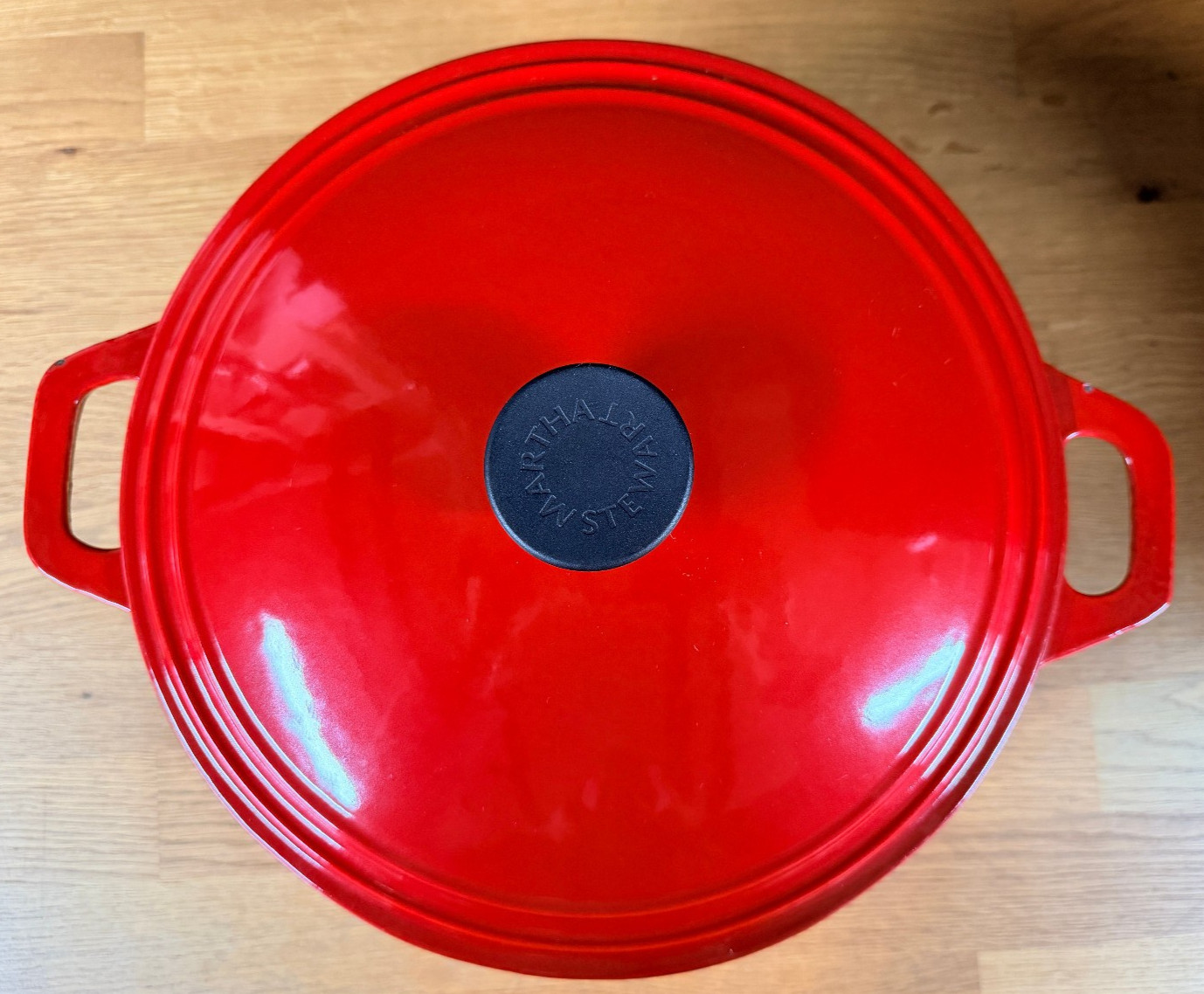 Martha Stewart Collection Dutch Oven Red Enamel Cast Iron Lid Large 8 Quart