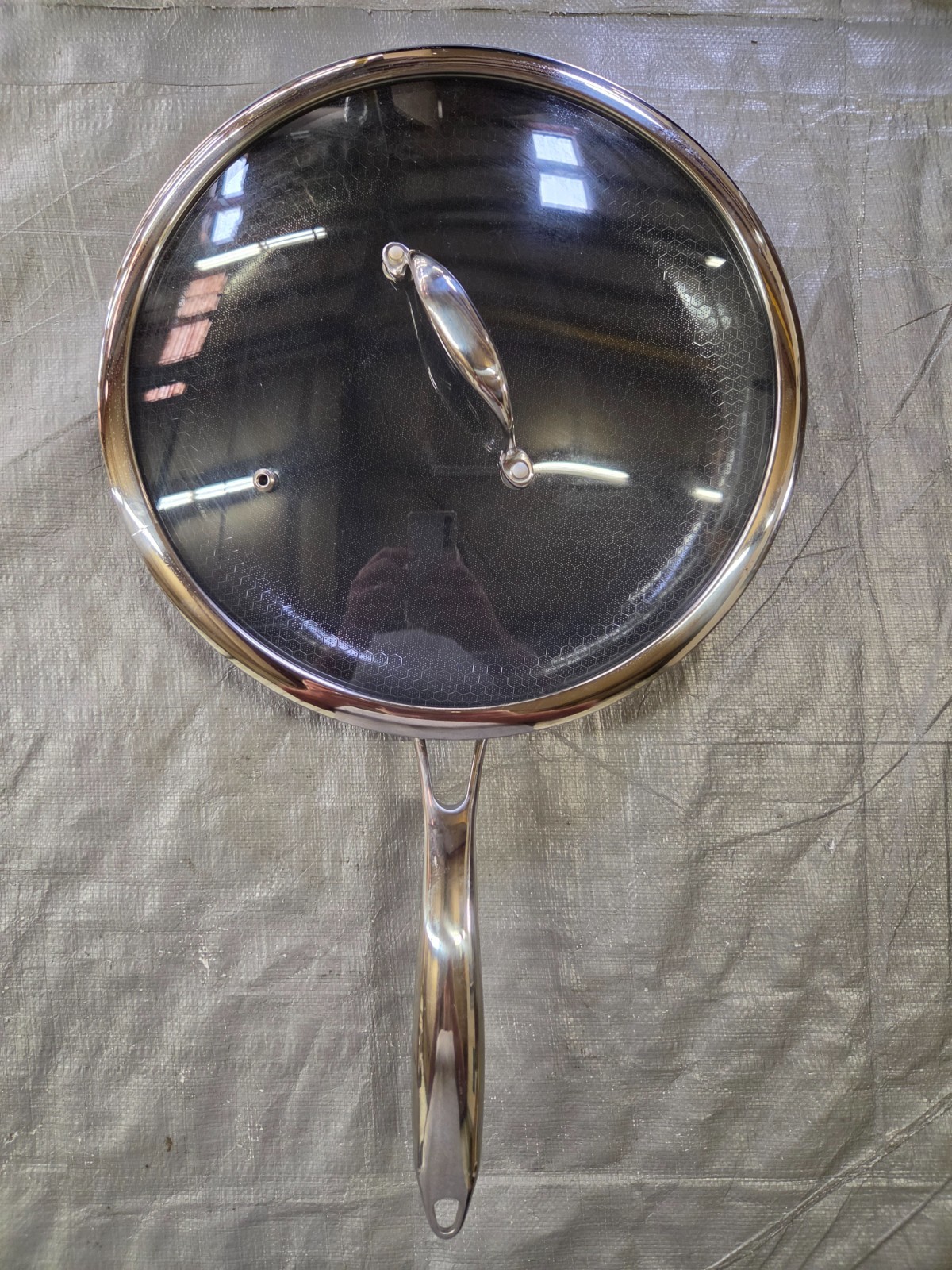 HexClad Hybrid Stainless Steel Non-Stick Pan Assortment w/Tempered Glass Lid