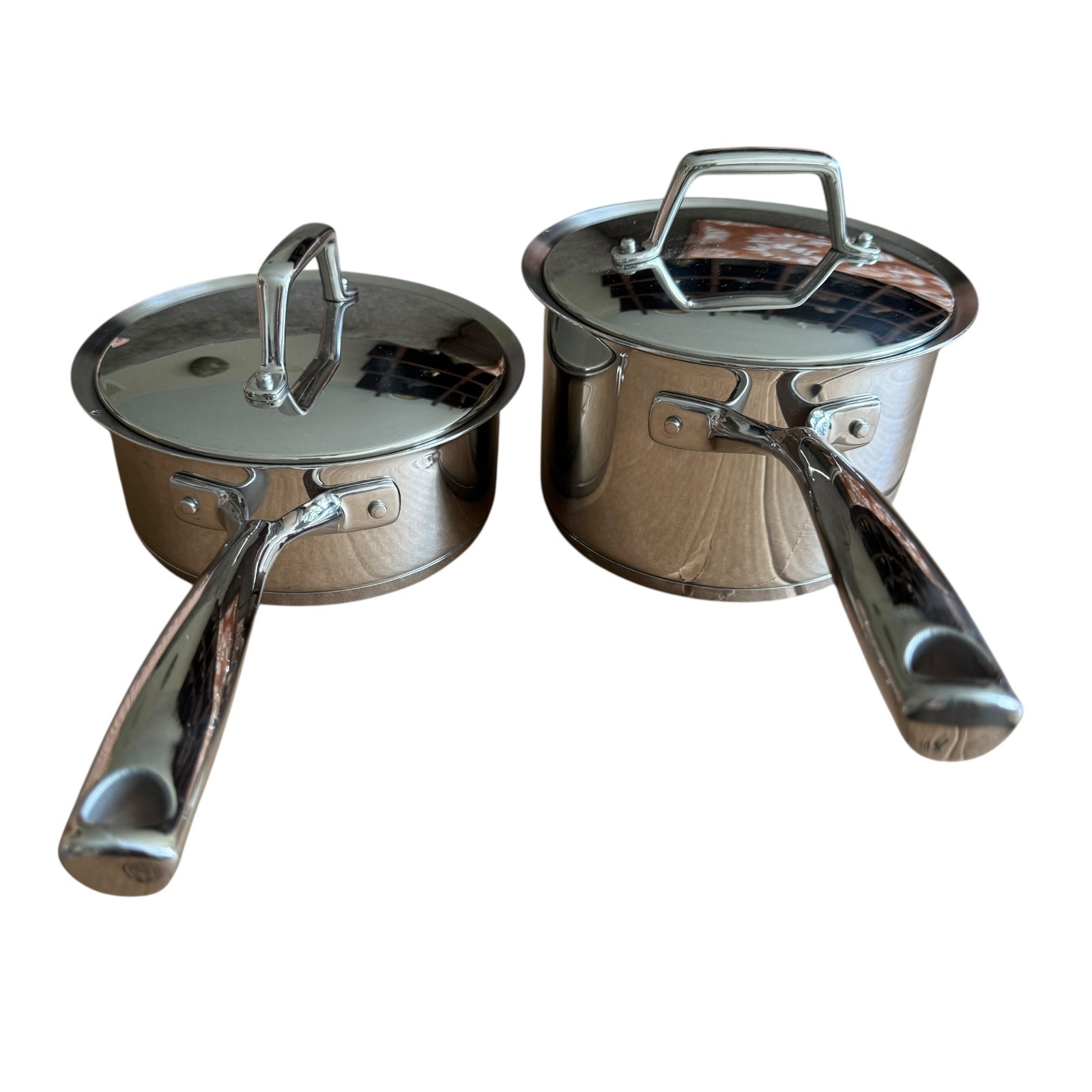Tramonitina Premium Stainless Steel Sauce Pots Set Of 2 Lidded 2.2L, 1.4L Used
