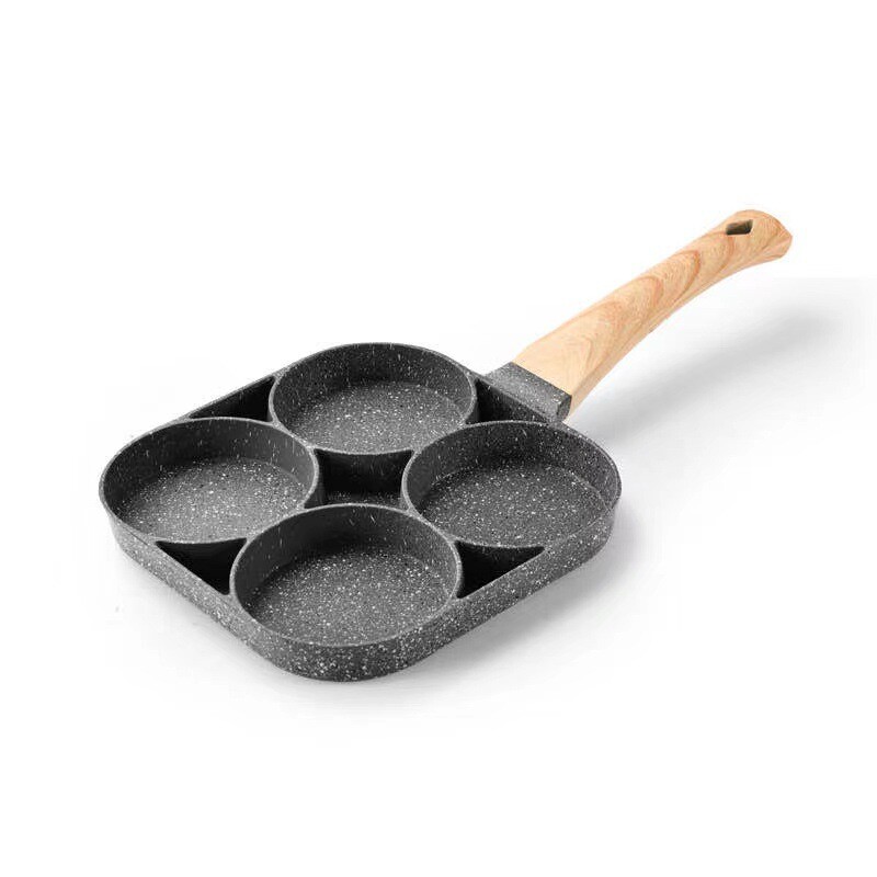 1PC 4-Cup Egg Pan Nonstick for Home Fried Egg Hamburger Frying Pan Pancake Black