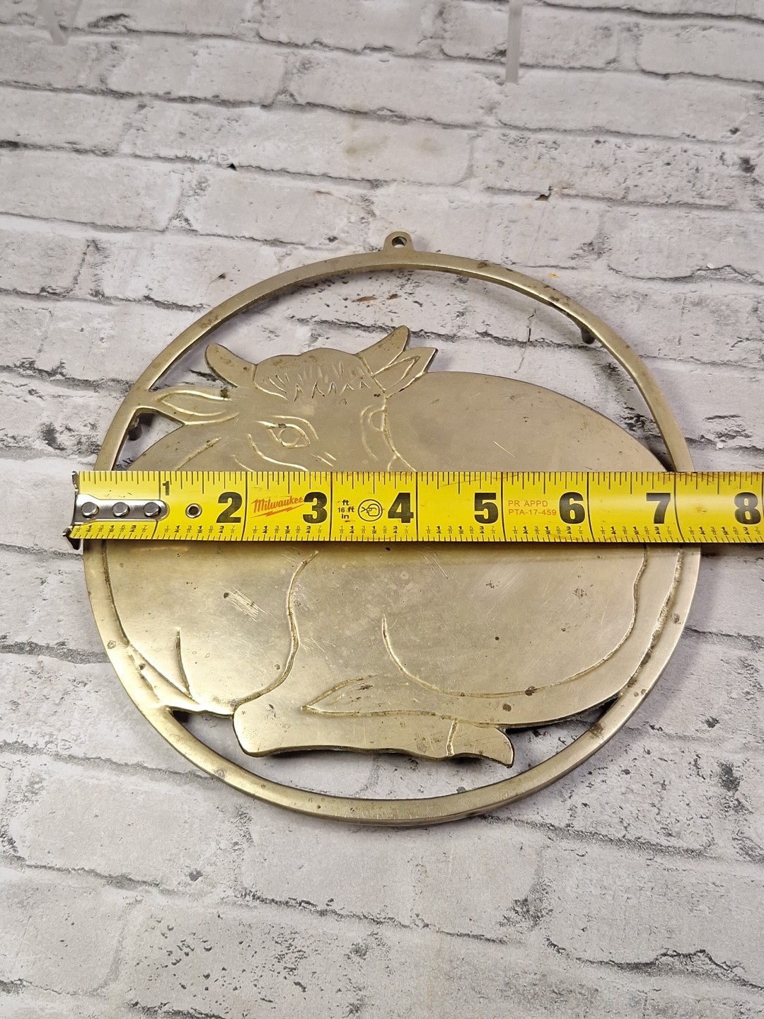 Vintage Brass Cow Bull Calf Trivet Hot Plate Wall Hanging Décor Eclectic decor