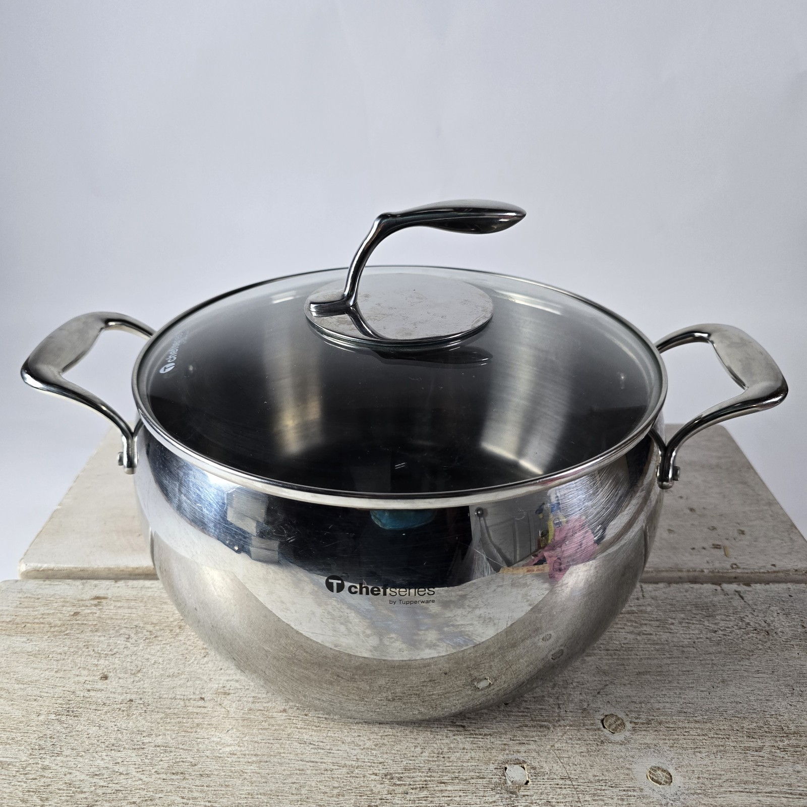 Tupperware Chef Series Stainless 6 Qt Stockpot Dutch Oven Roaster Lid GUC