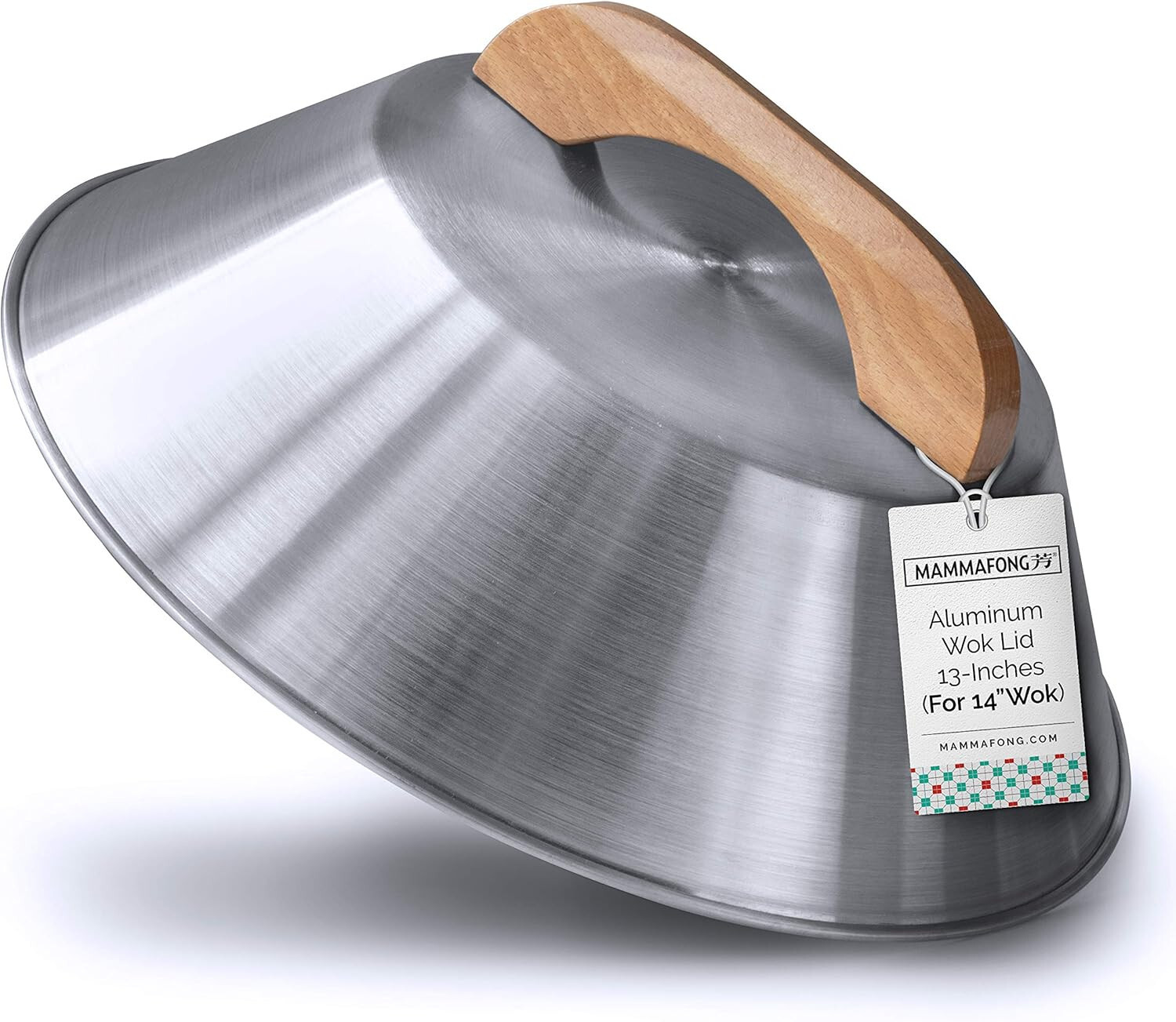 Mammafong Aluminum Wok Cover for 14″ Hand Hammered Wok, 13 inch Flat Wok Lid