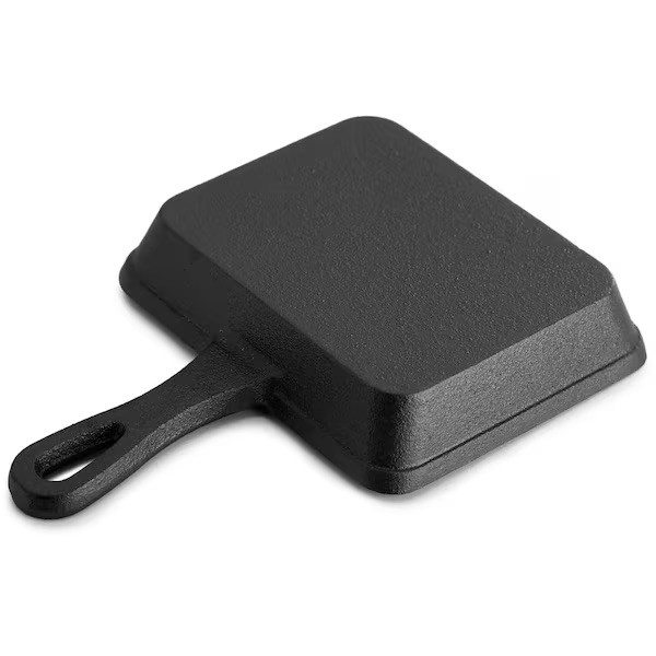 MegaChef Mini Cast Iron Square Pan with Wood Tray