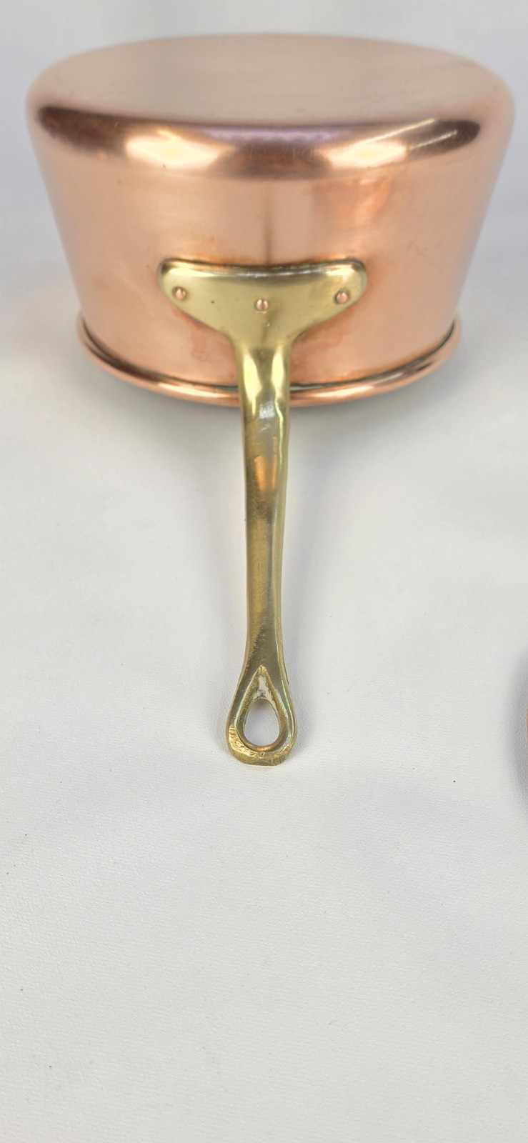 Copper Saucepan w/ Lid, Brass Handle, Double Handle, 3 qt, 7 in Dia